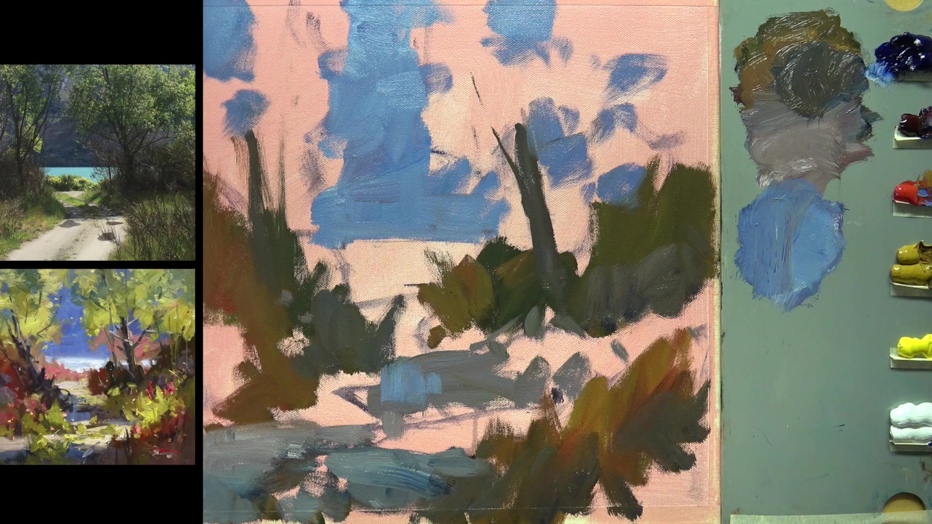 Step 13 — Mid Values and Color Variation (video frame from the lesson)