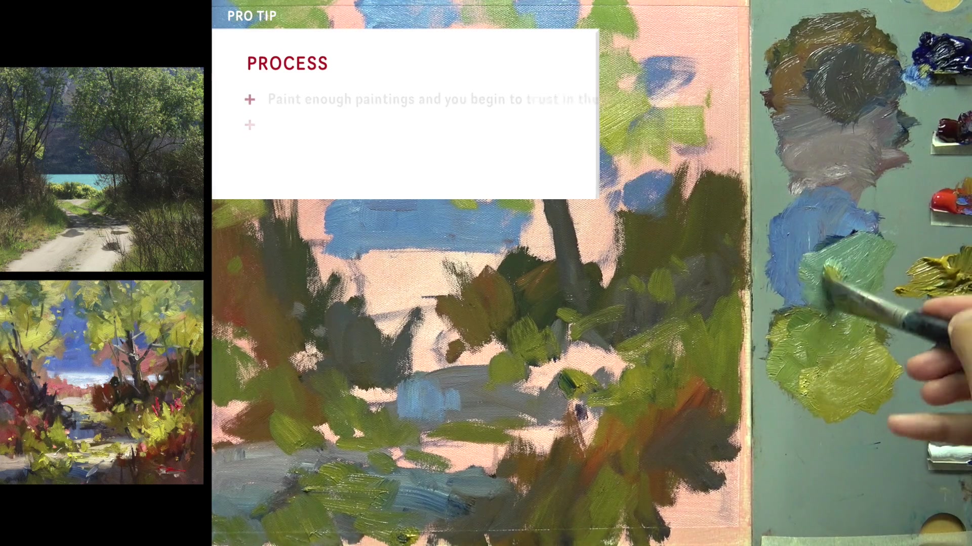 Step 14 — Light Values and Brushwork (video frame from the lesson)