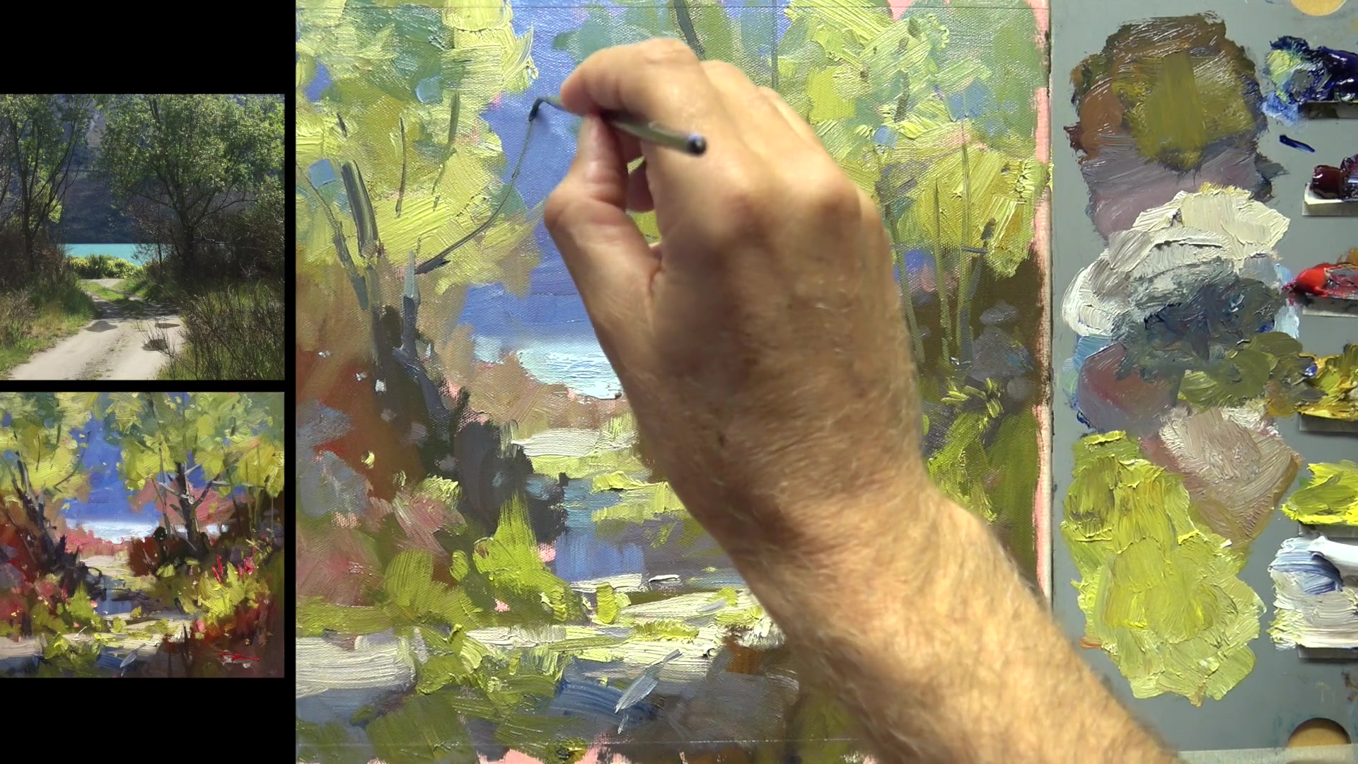 Step 18 — Accents and Leaf Details (video frame from the lesson)