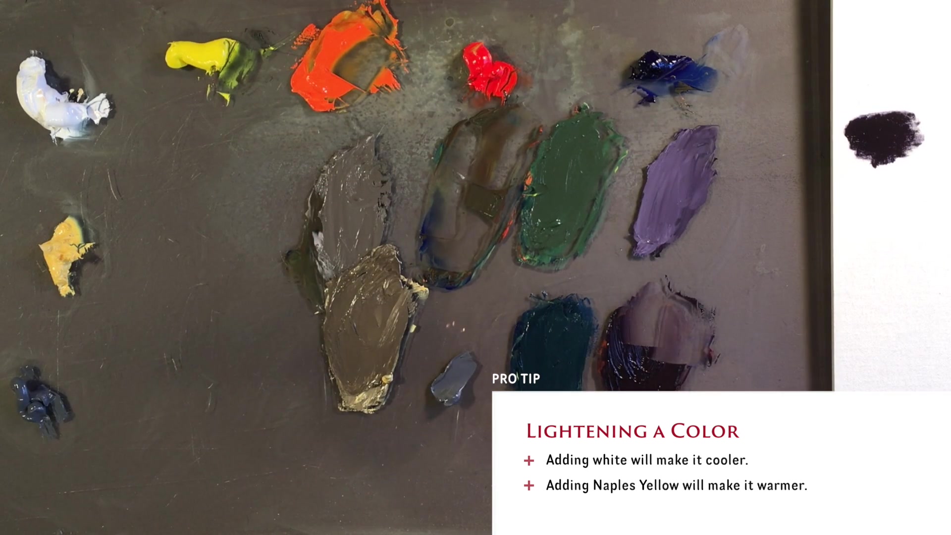 Step 6 — Using White and Naples Yellow Deep (video frame from the lesson)