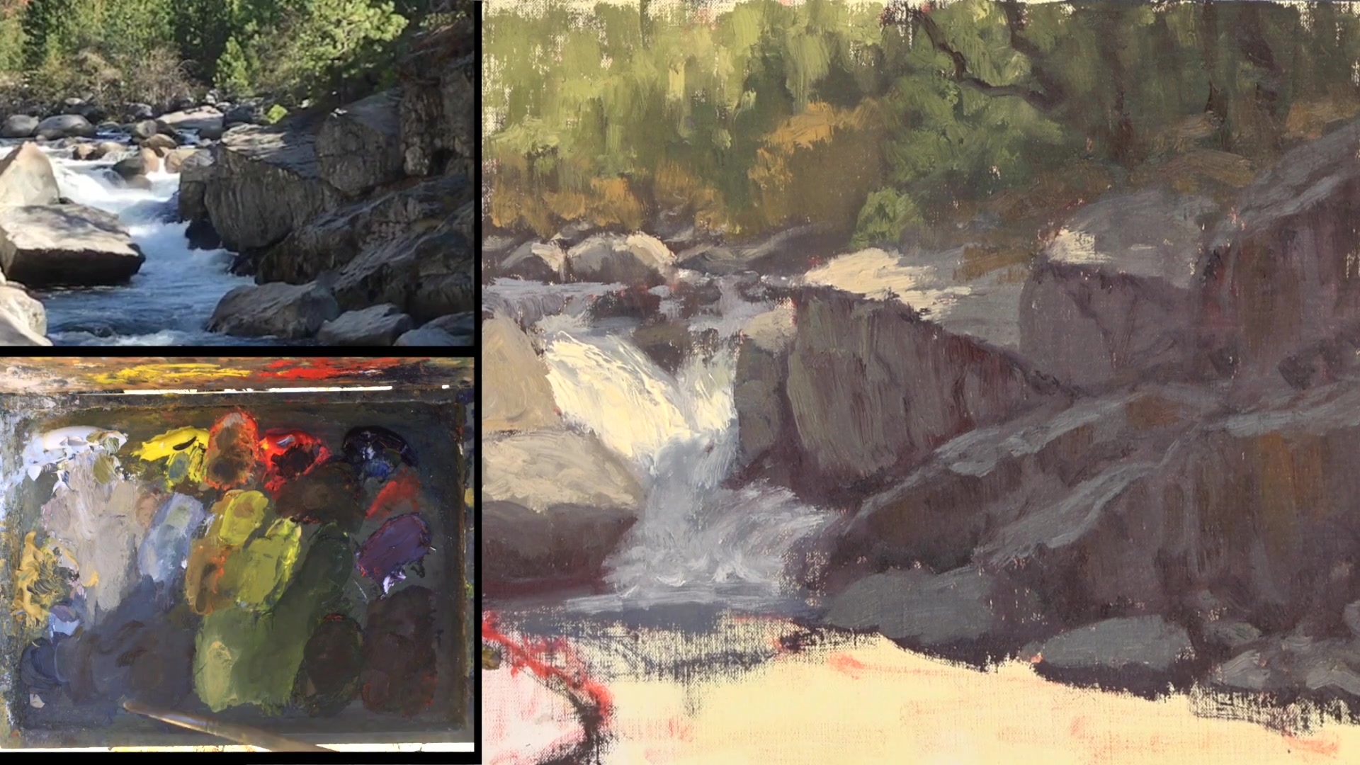 Step 38 — Foreground Boulder (video frame from the lesson)