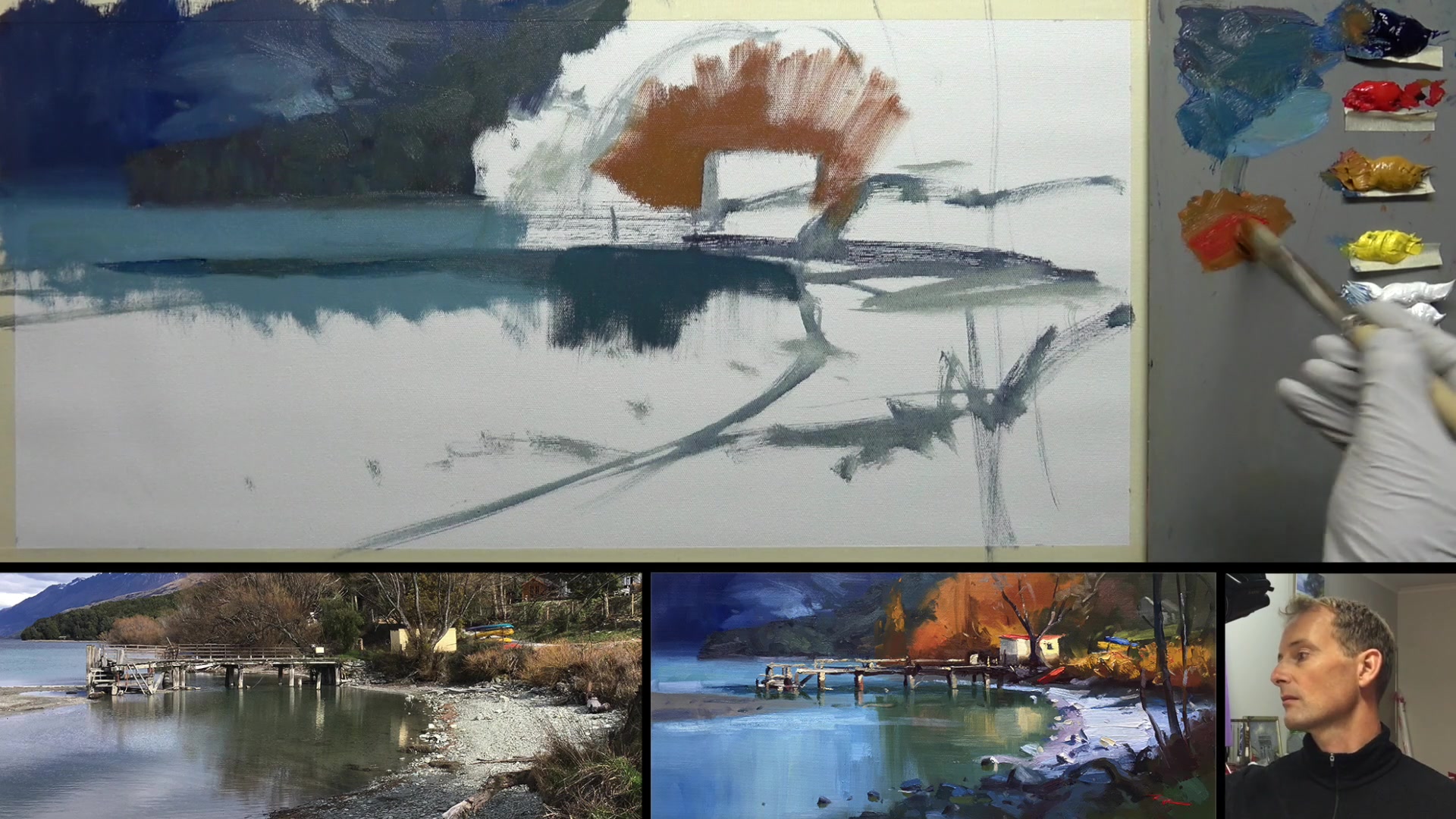 Step 5 — Adding warm colors and shadows (video frame from the lesson)