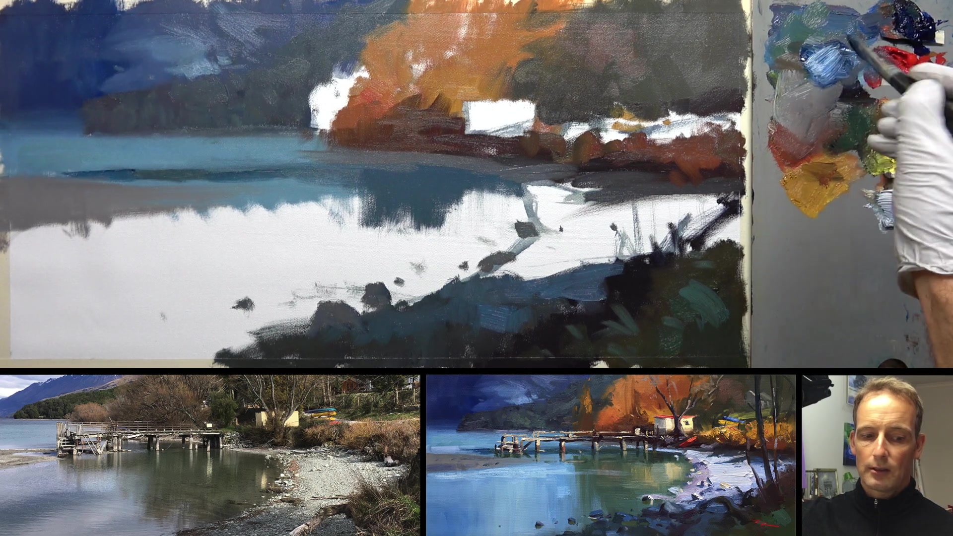 Step 7 — Reflections and painting techniques (video frame from the lesson)