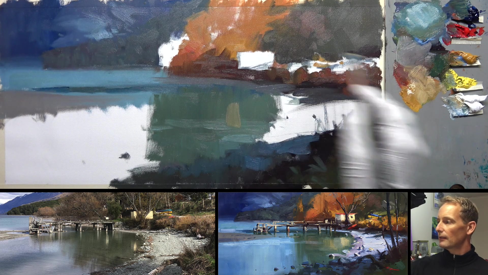Step 8 — Reflections and texture contrasts (video frame from the lesson)