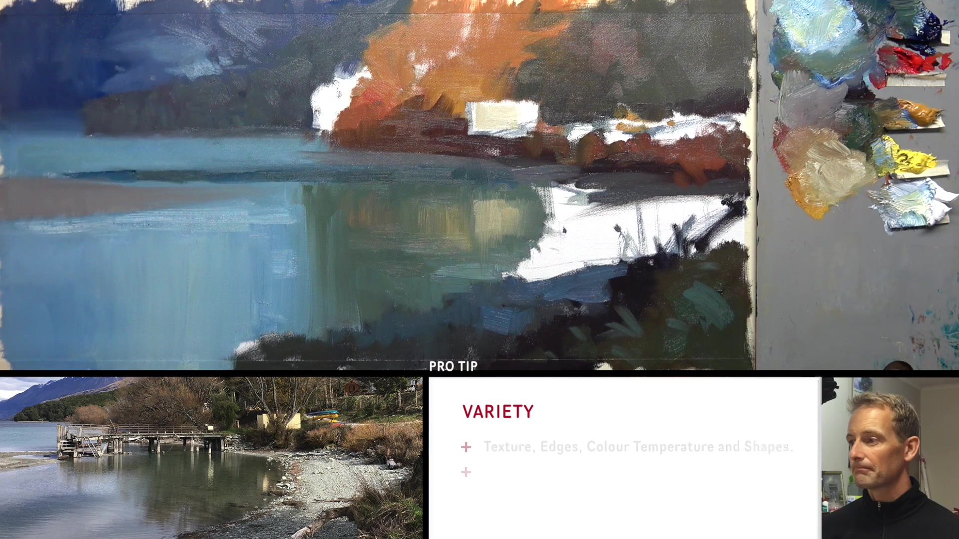 Step 9 — Variety and brush cleaning tips (video frame from the lesson)