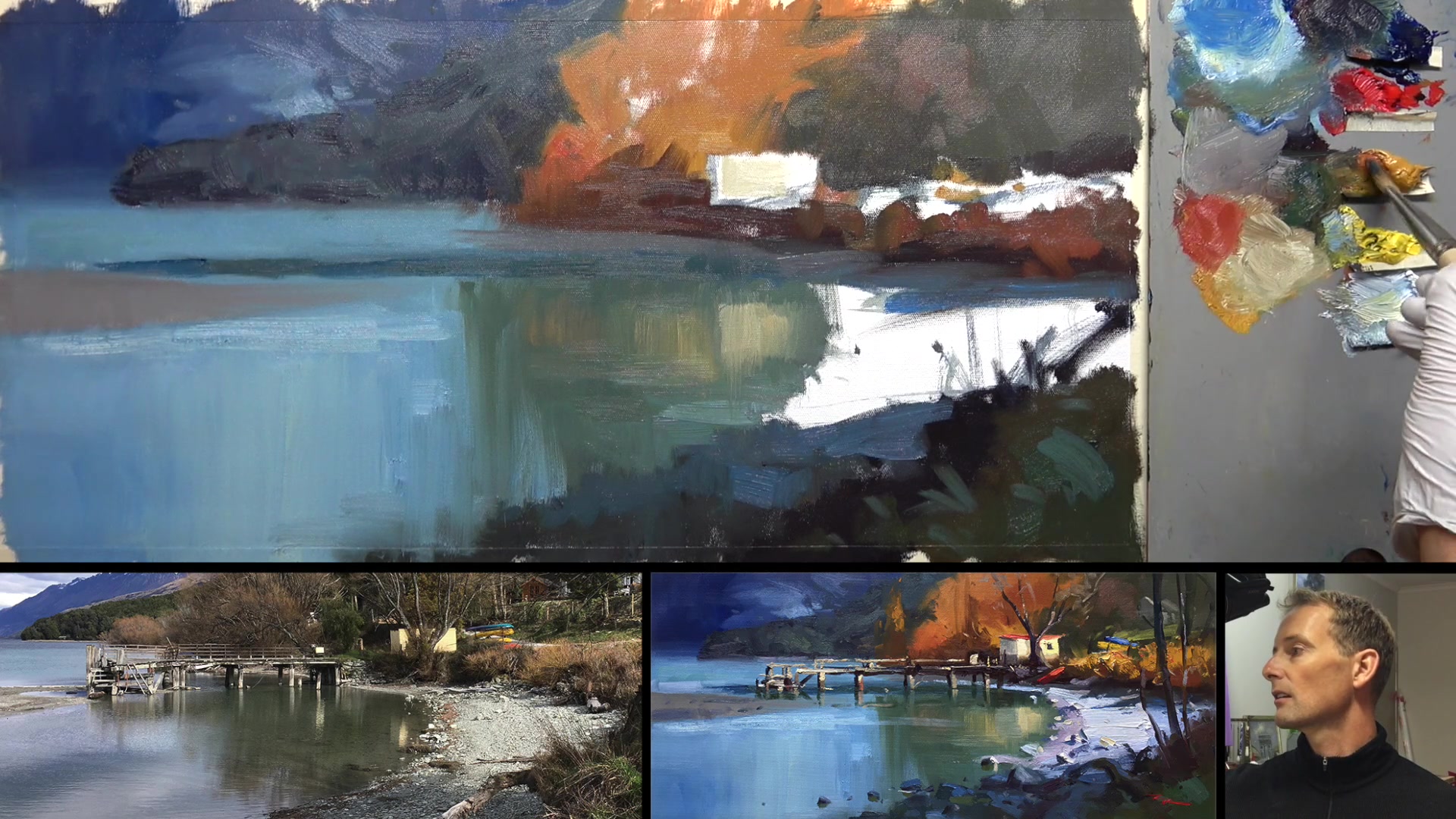 Step 10 — Tree area and light preparation (video frame from the lesson)