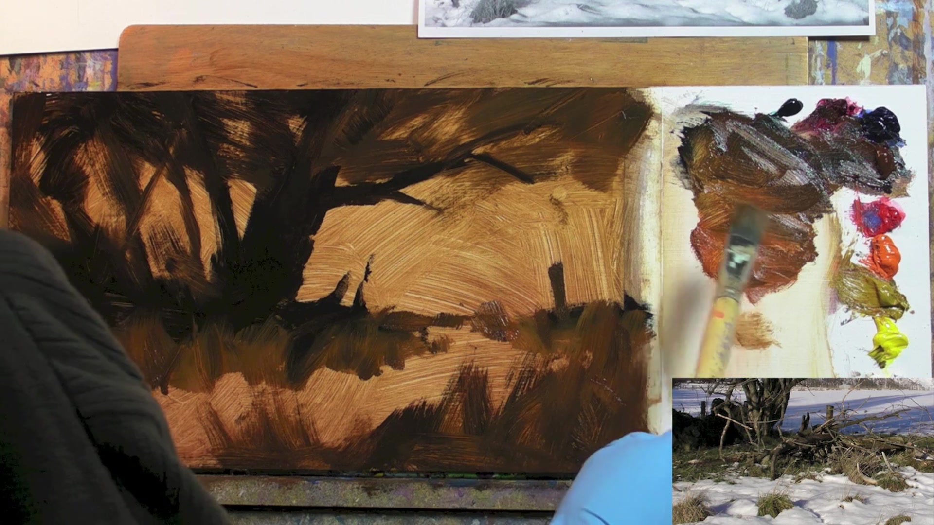 Step 8 — Adding warm and cool colors (video frame from the lesson)