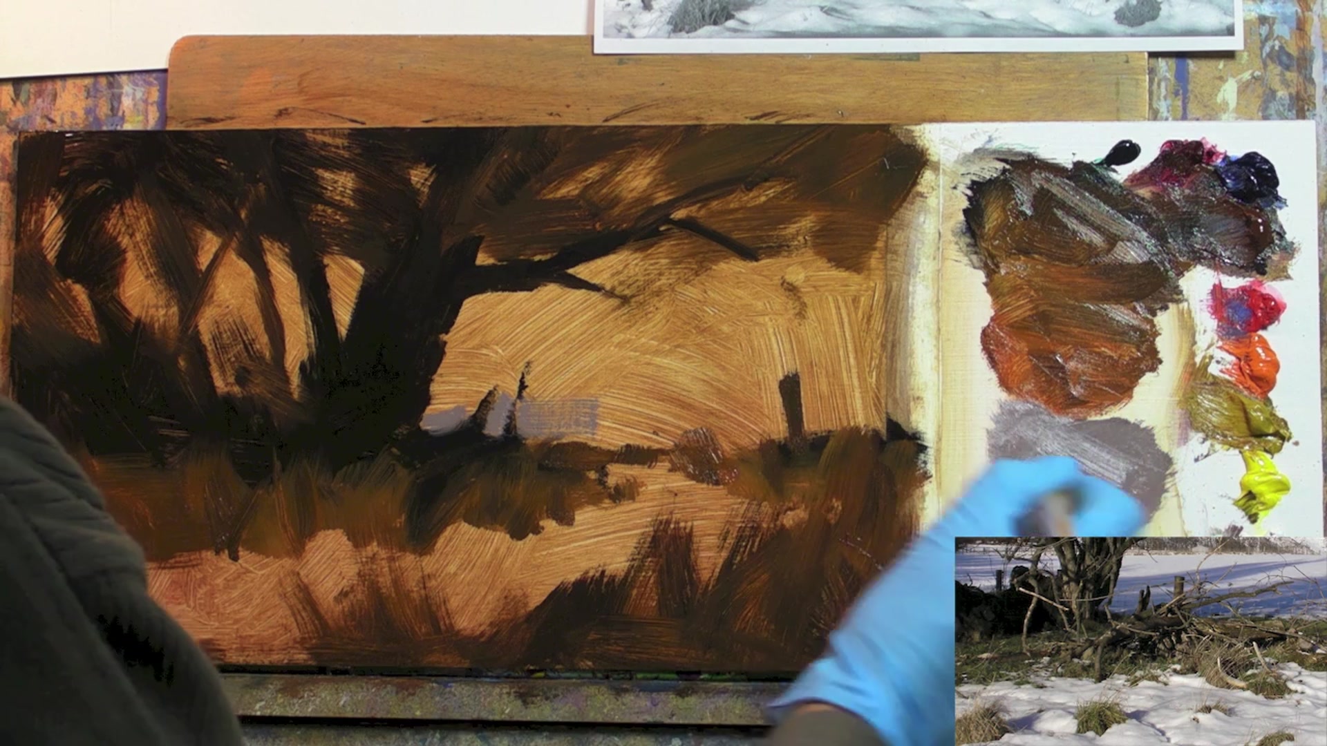 Step 9 — Creating texture and depth (video frame from the lesson)