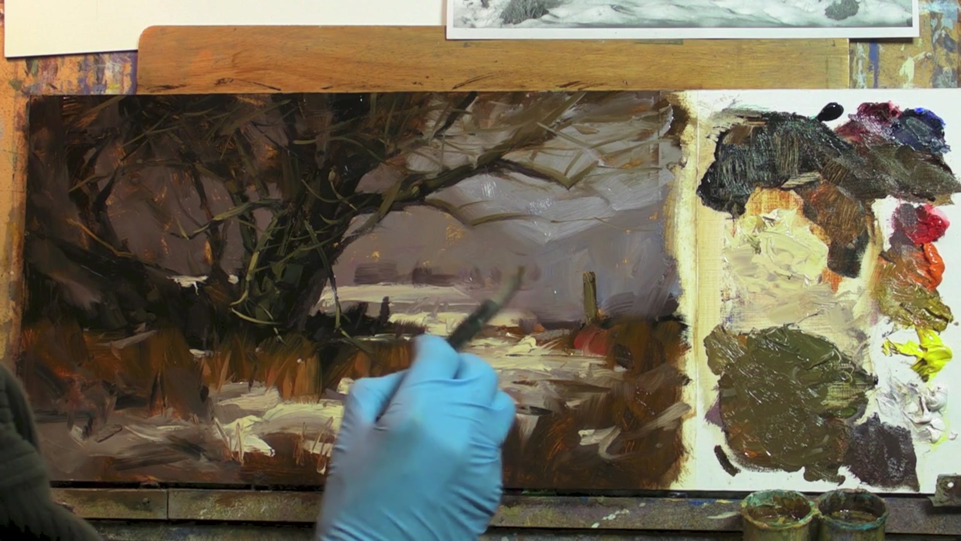 Step 15 — Enhancing background and depth (video frame from the lesson)