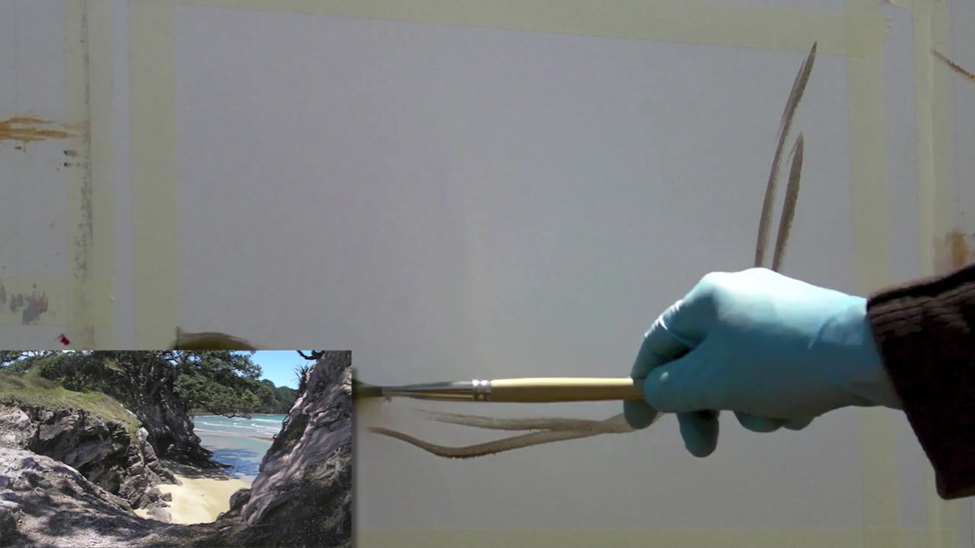 Step 1 — Blocking in Main Elements (video frame from the lesson)