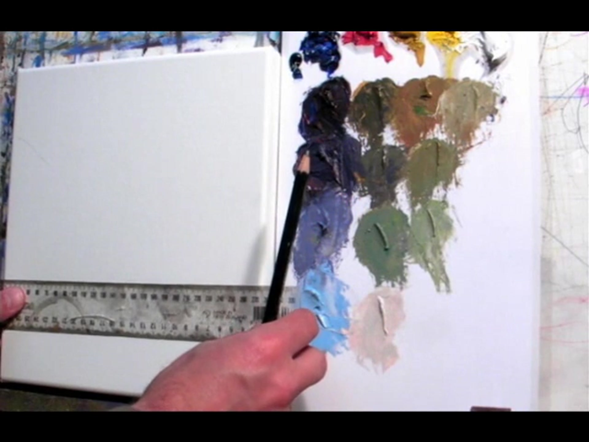 Step 9 — Transferring Sketch to Canvas (video frame from the lesson)