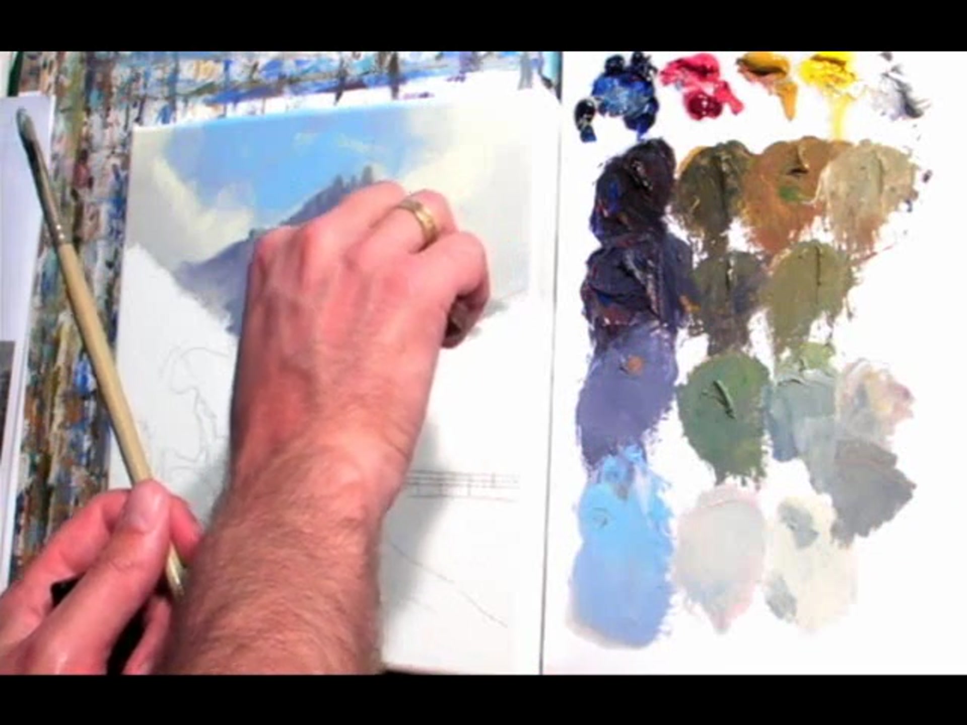 Step 14 — Midground and Waterfall Details (video frame from the lesson)