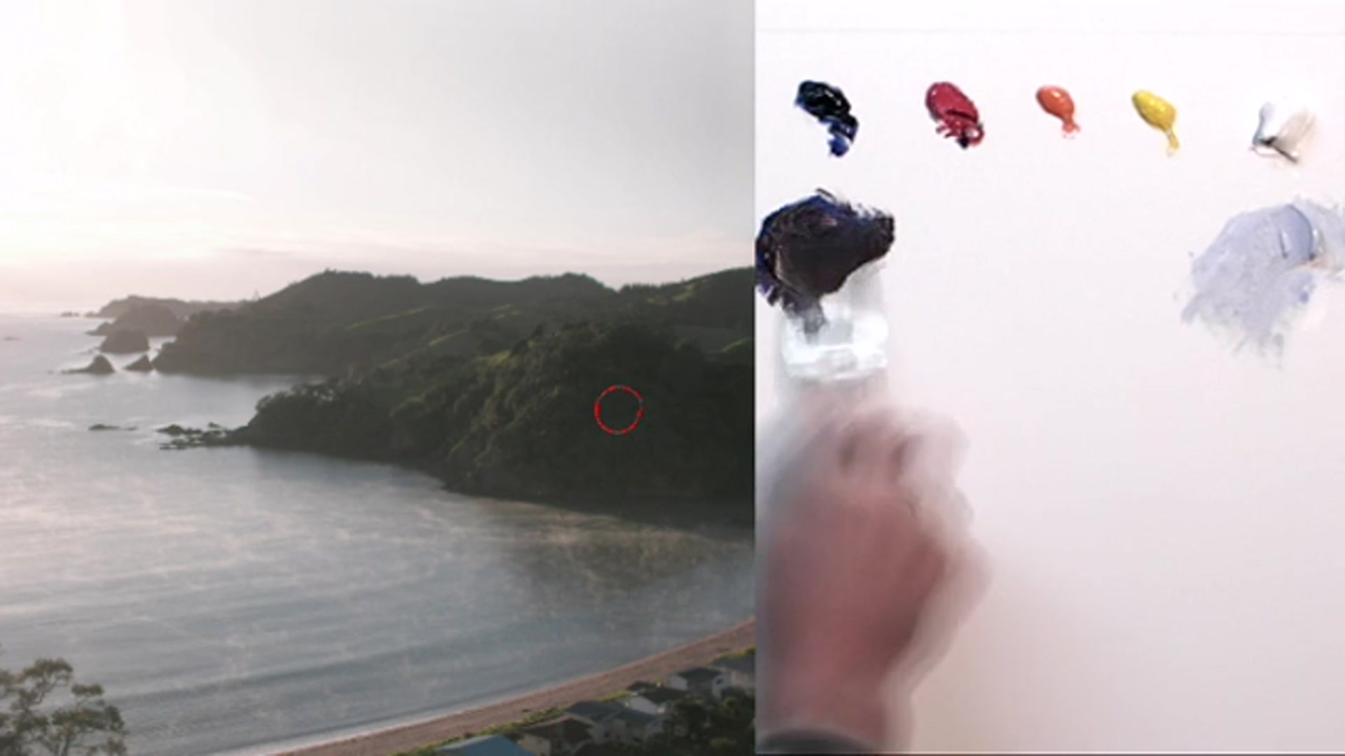 Step 8 — Mixing Colors for the First Hill (video frame from the lesson)