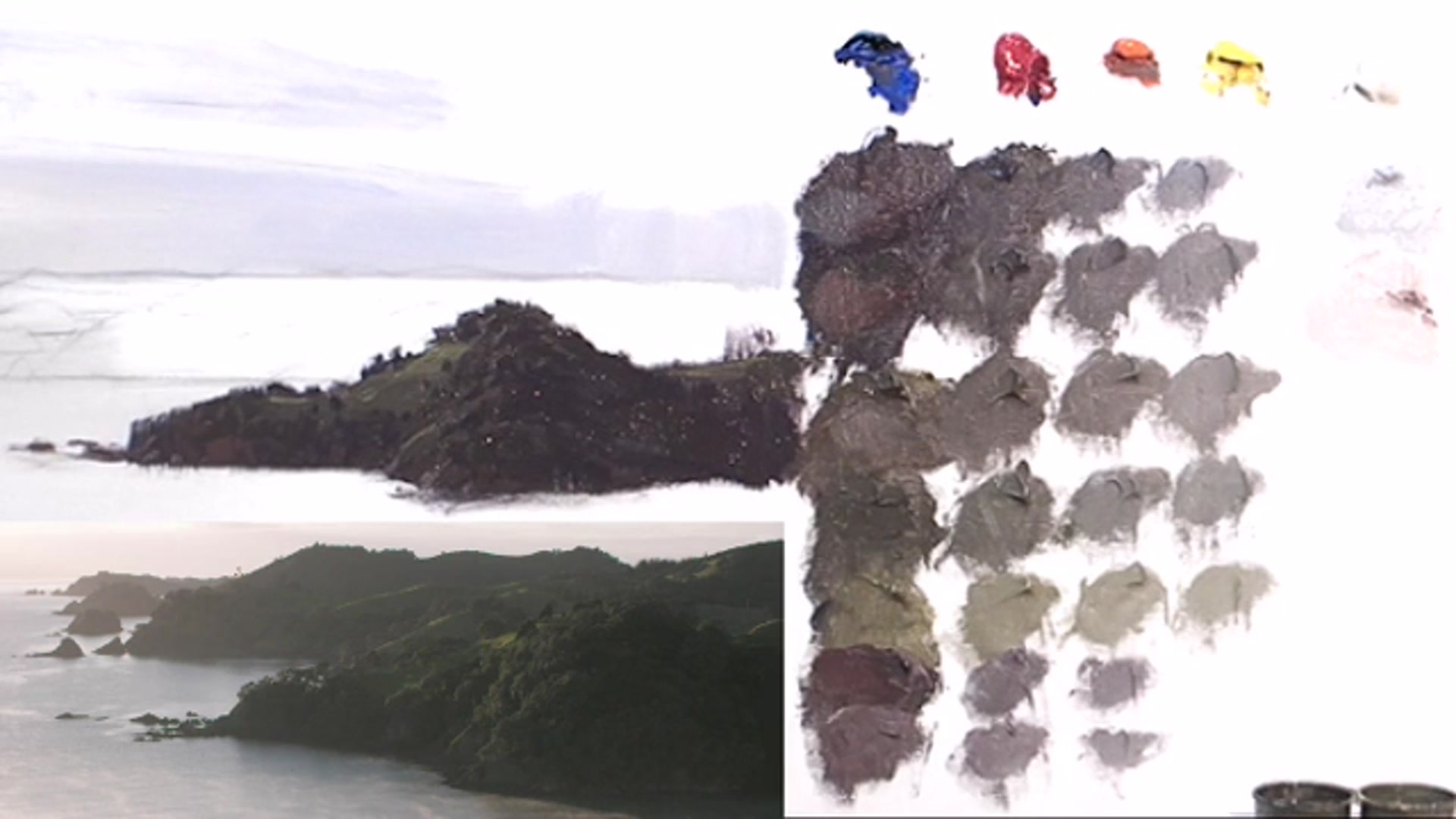 Step 14 — Painting the Second Hill (video frame from the lesson)