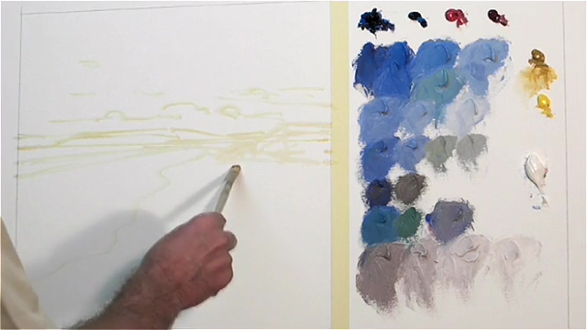Step 10 — Painting the Sky (video frame from the lesson)