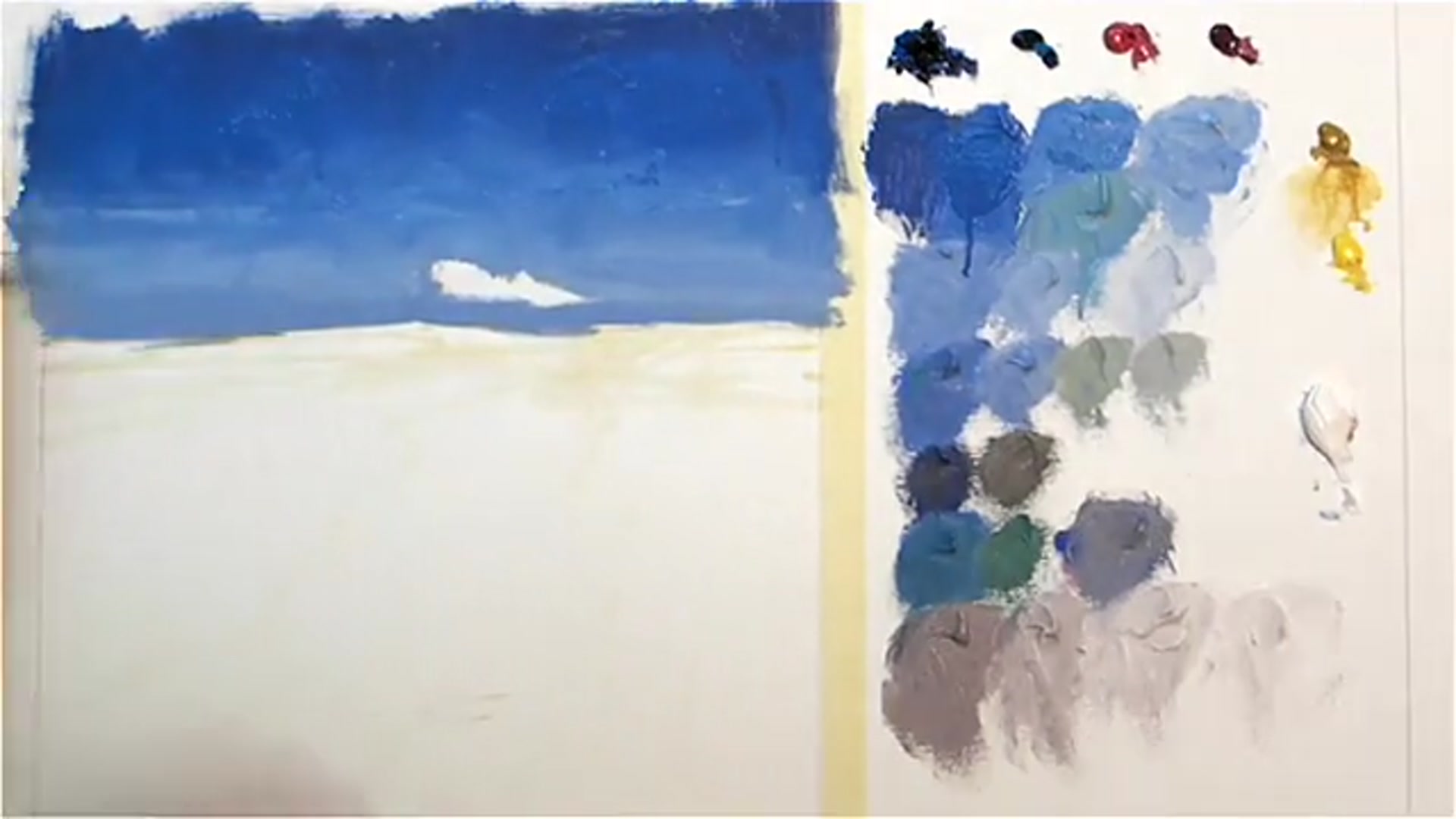 Step 11 — Painting the Clouds (video frame from the lesson)