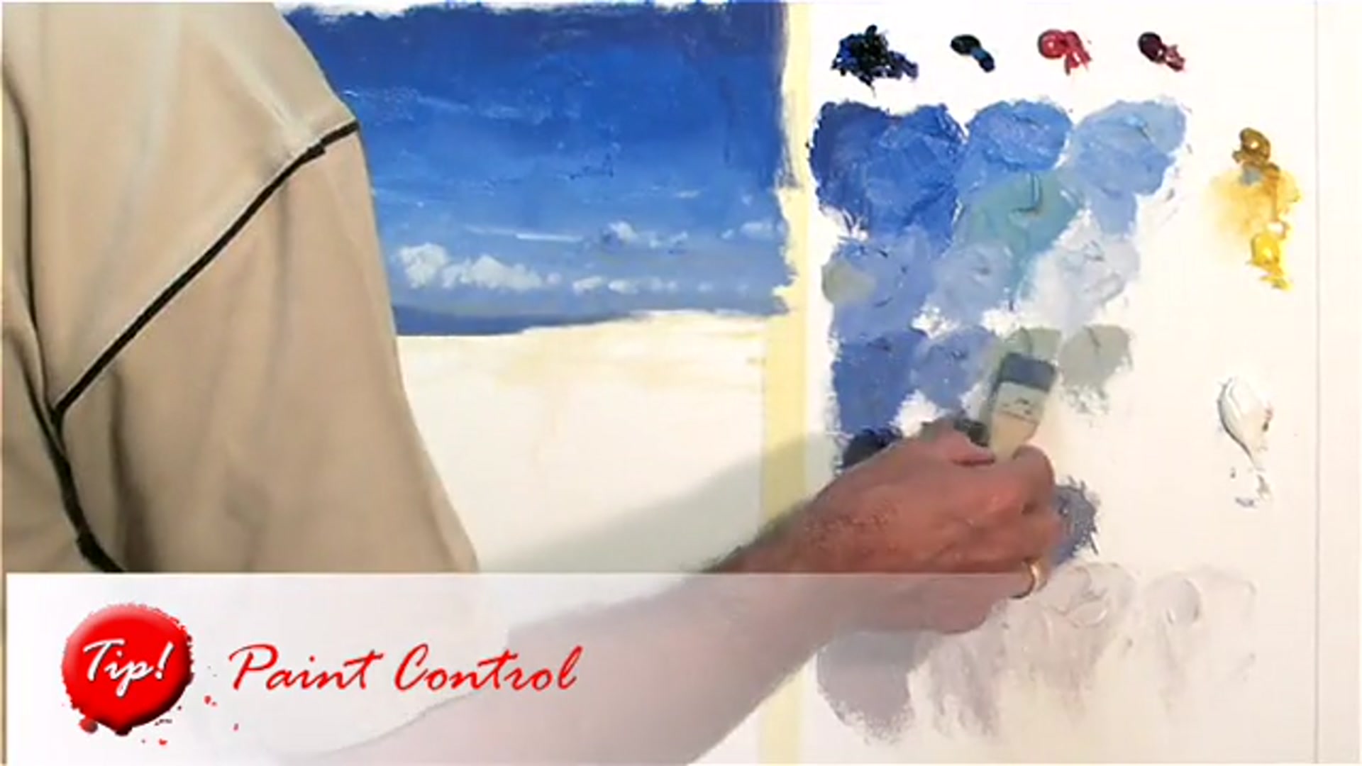 Step 13 — Painting the Sea (video frame from the lesson)