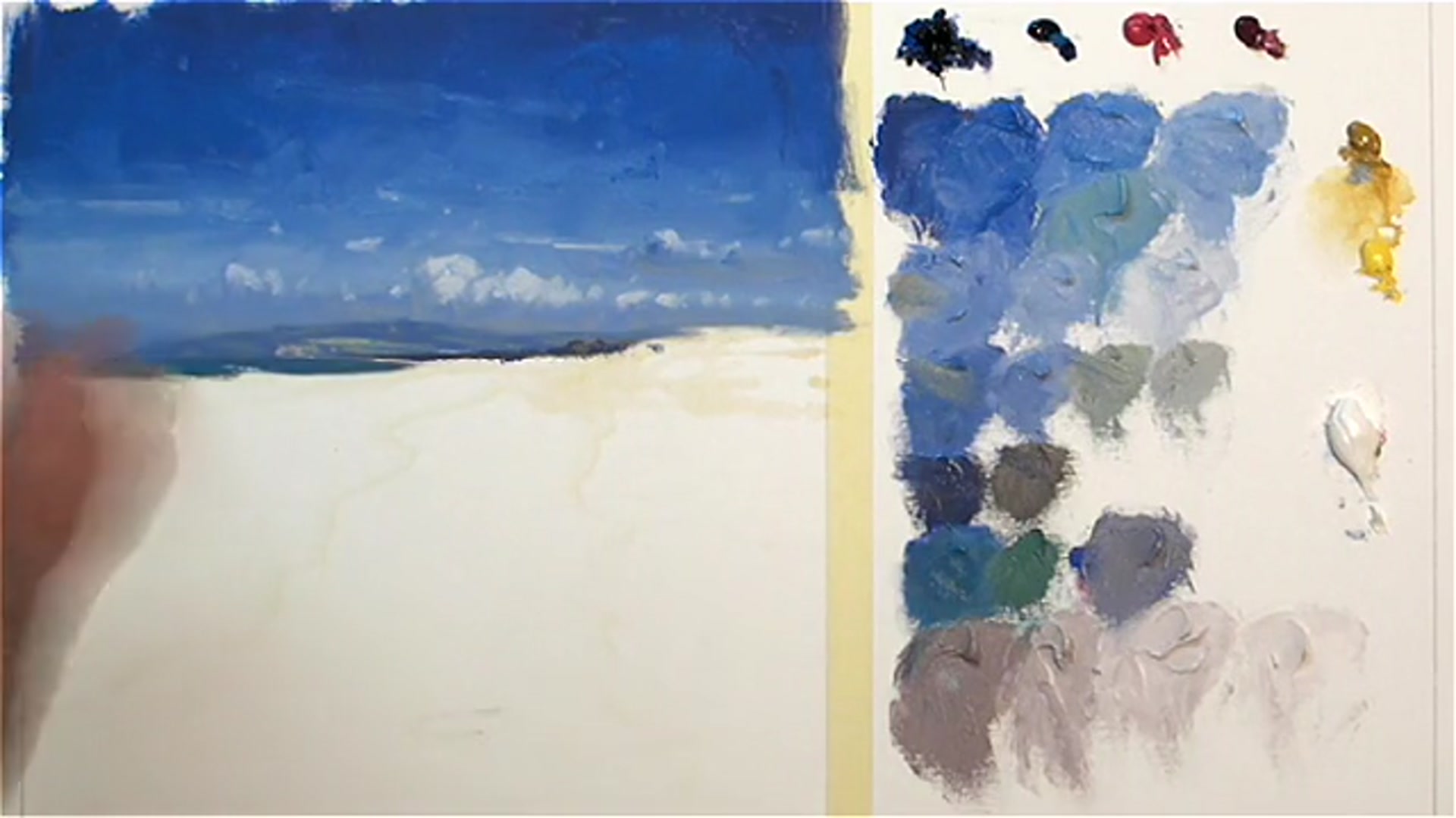Step 14 — Painting the Sand (video frame from the lesson)