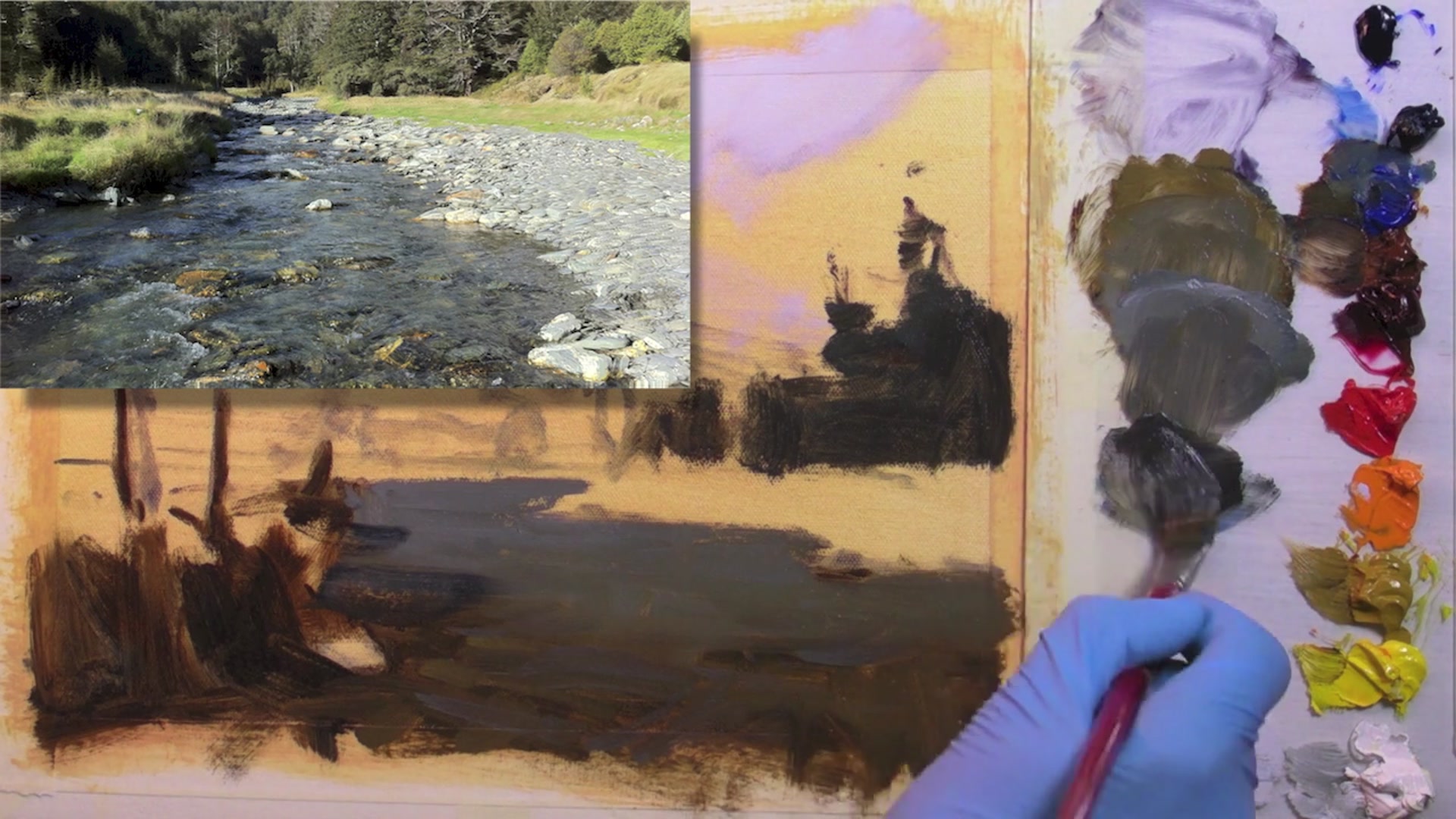 Step 9 — Brush Stroke Technique (video frame from the lesson)