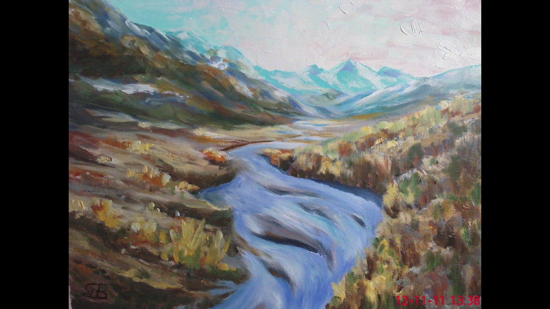 Step 2 — Materials and painting preview (video frame from the lesson)
