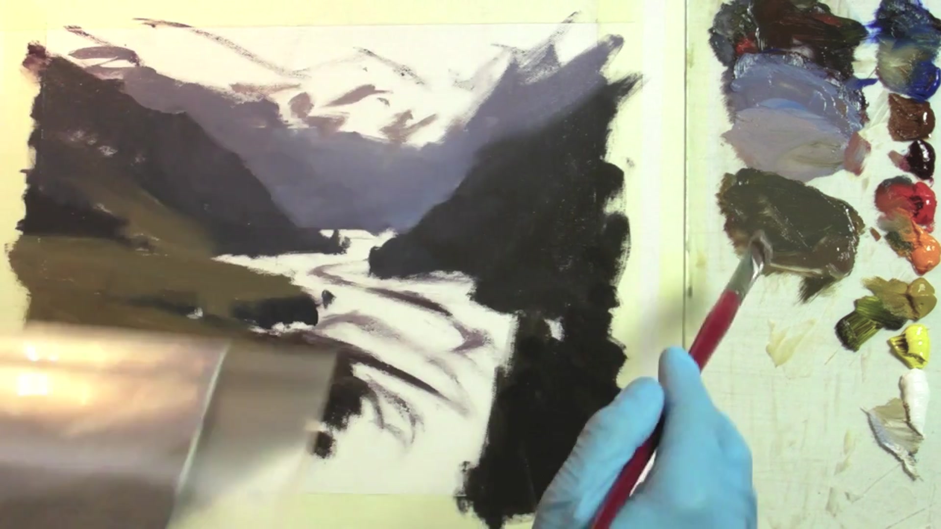 Step 10 — Negative space and water flow (video frame from the lesson)