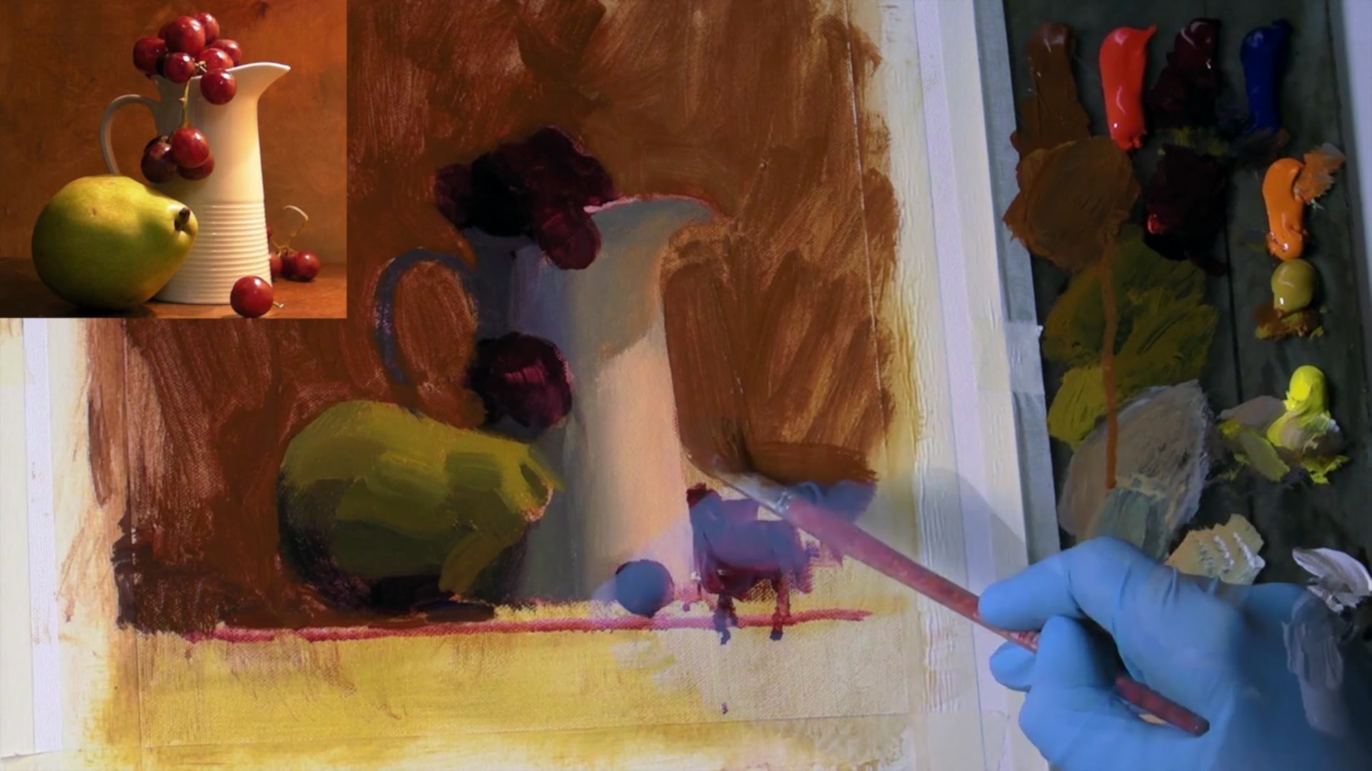 Step 8 — Background and Texture (video frame from the lesson)