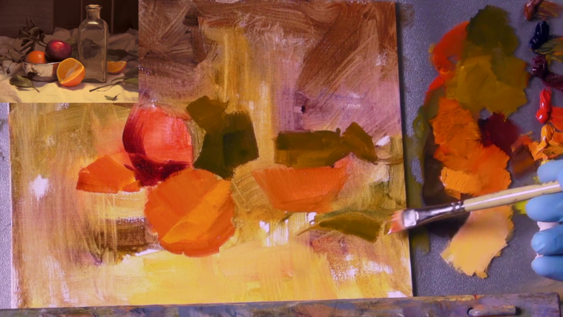 Step 5 — Painting Glass and Metal as Jigsaw Puzzles (video frame from the lesson)