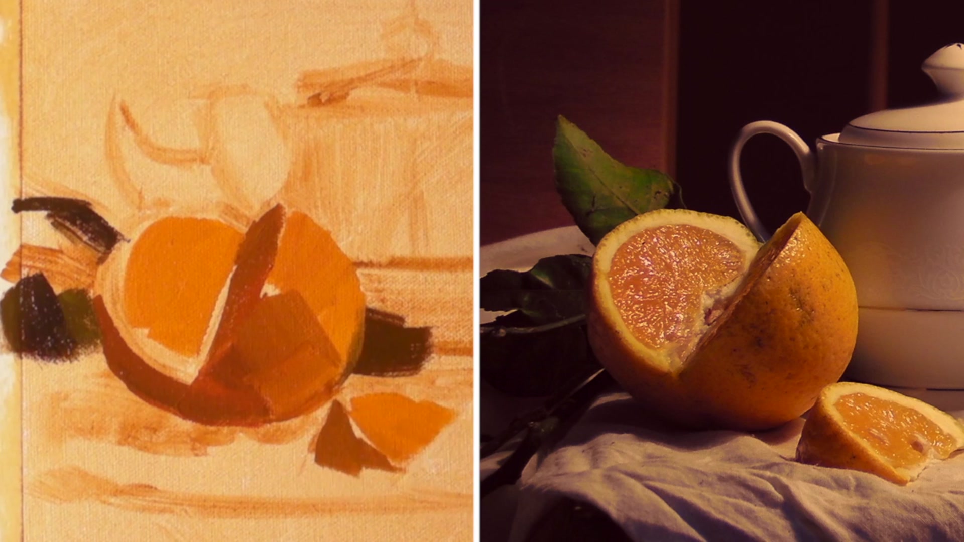 Step 7 — Painting Dark Leaves (video frame from the lesson)