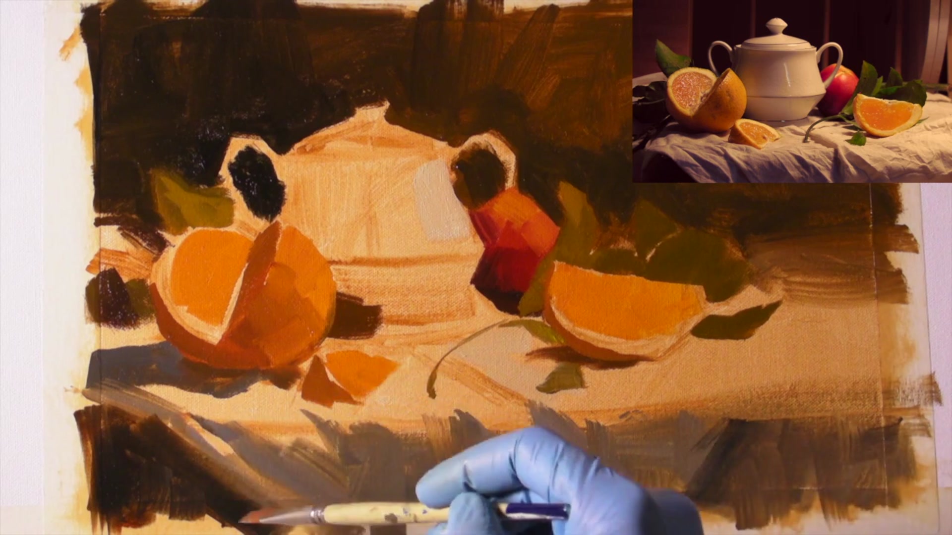 Step 10 — Table Corner Shadows (video frame from the lesson)