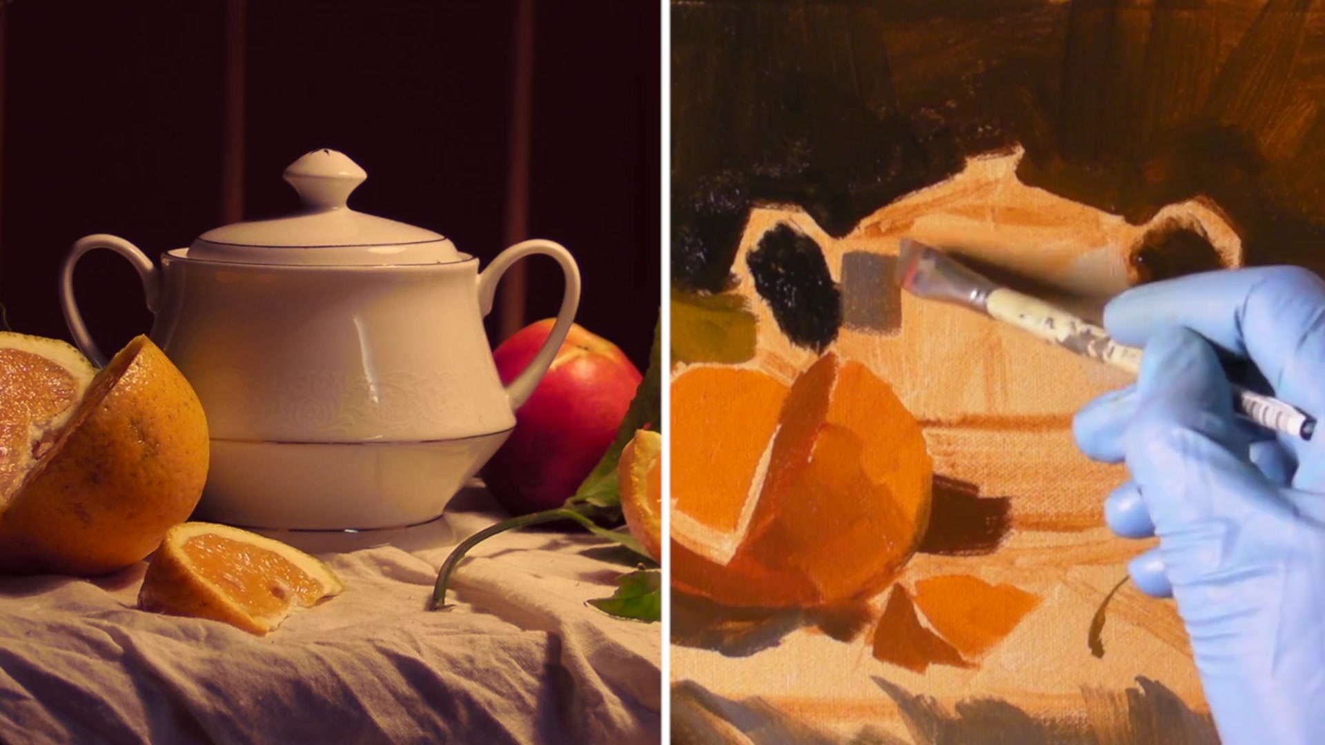 Step 11 — Painting the White Vessel (video frame from the lesson)