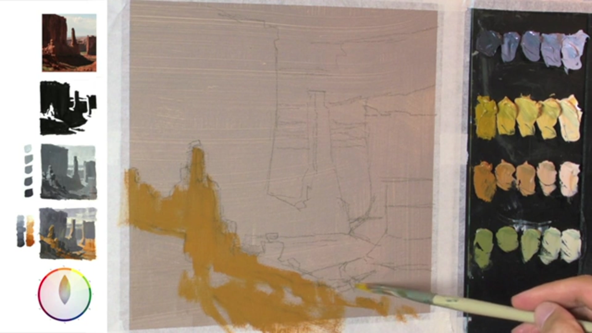 Step 11 — Applying Paint and Mixing Colors (video frame from the lesson)