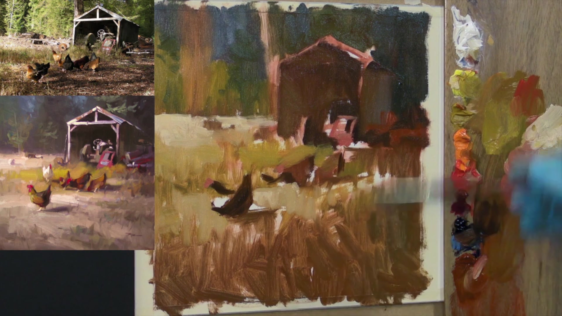 Step 6 — Using Oils vs Acrylics for Edges (video frame from the lesson)