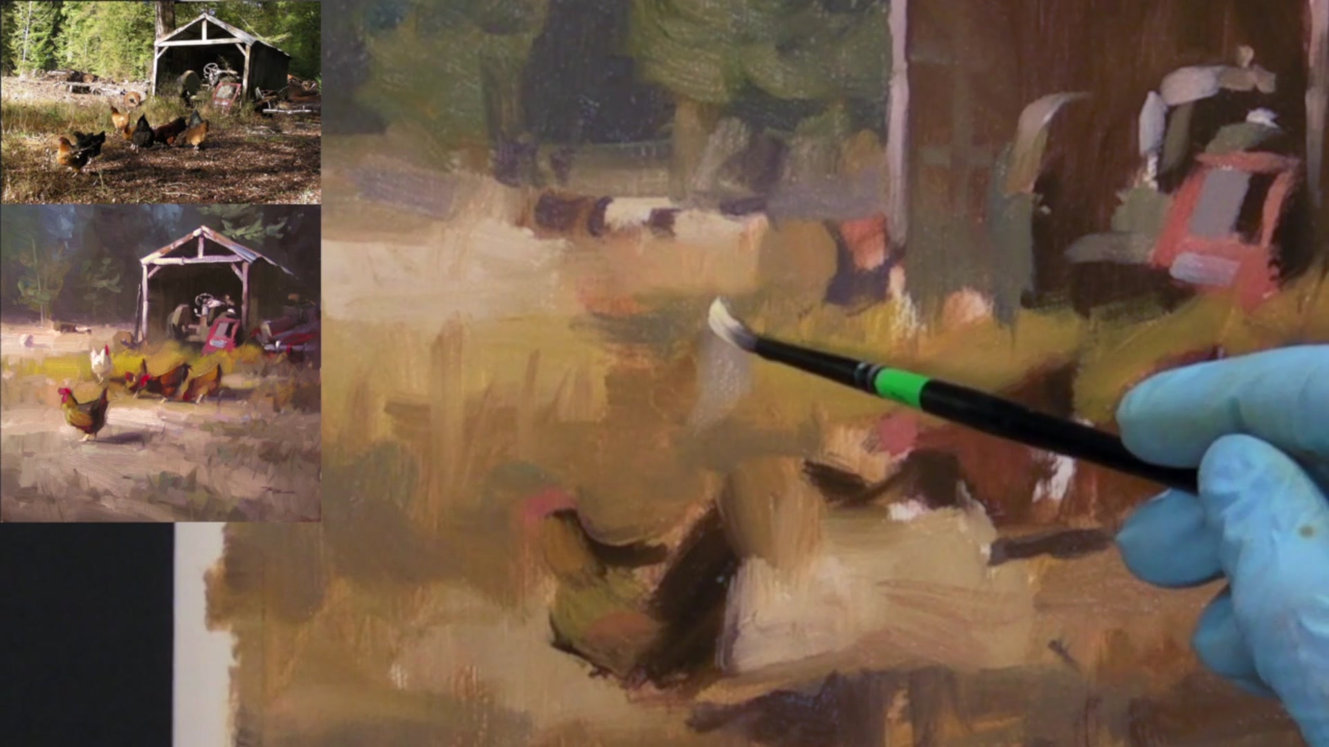 Step 10 — Reflected Light in Shadows (video frame from the lesson)