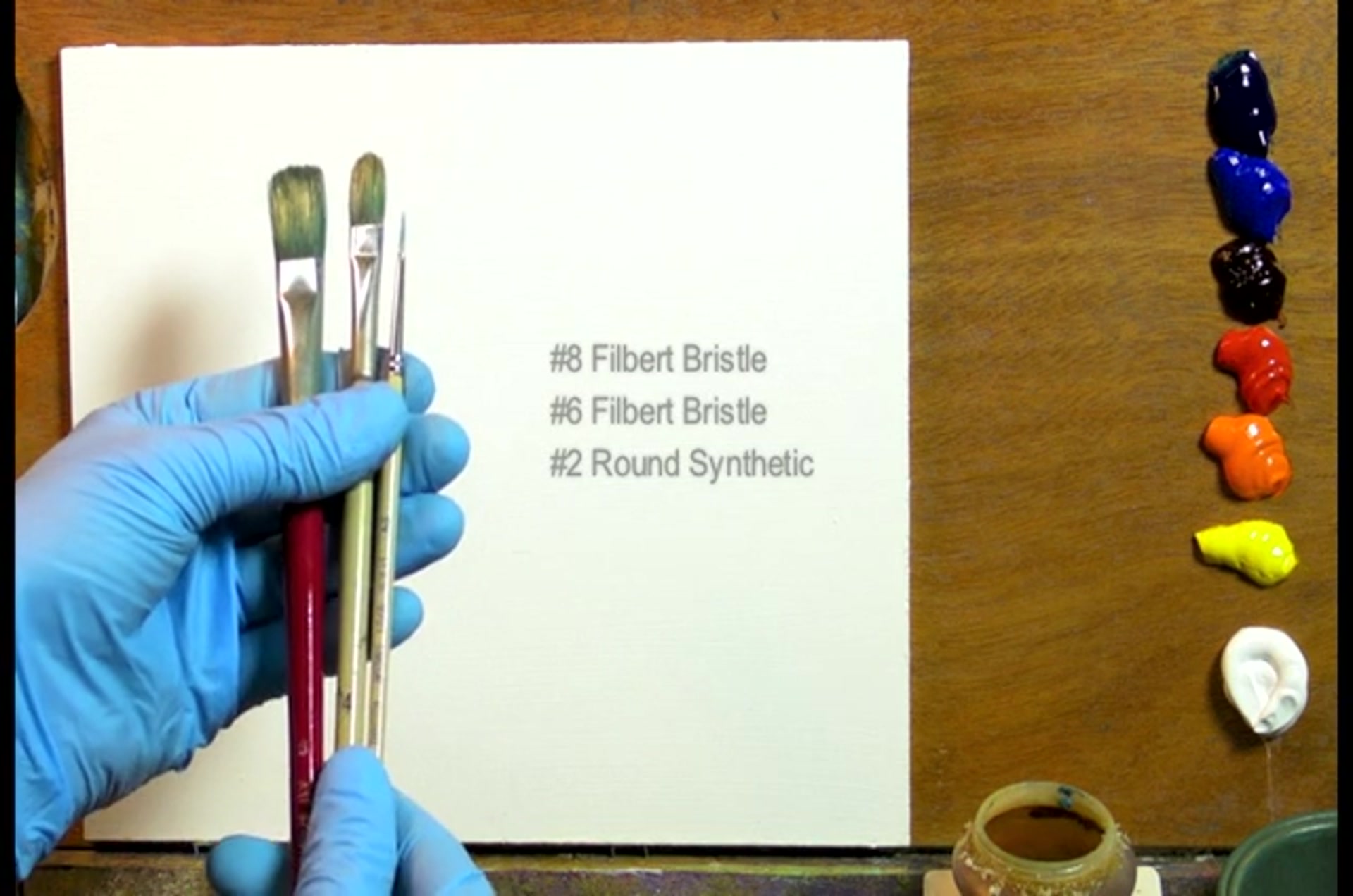 Step 3 — Brushes and Mediums (video frame from the lesson)