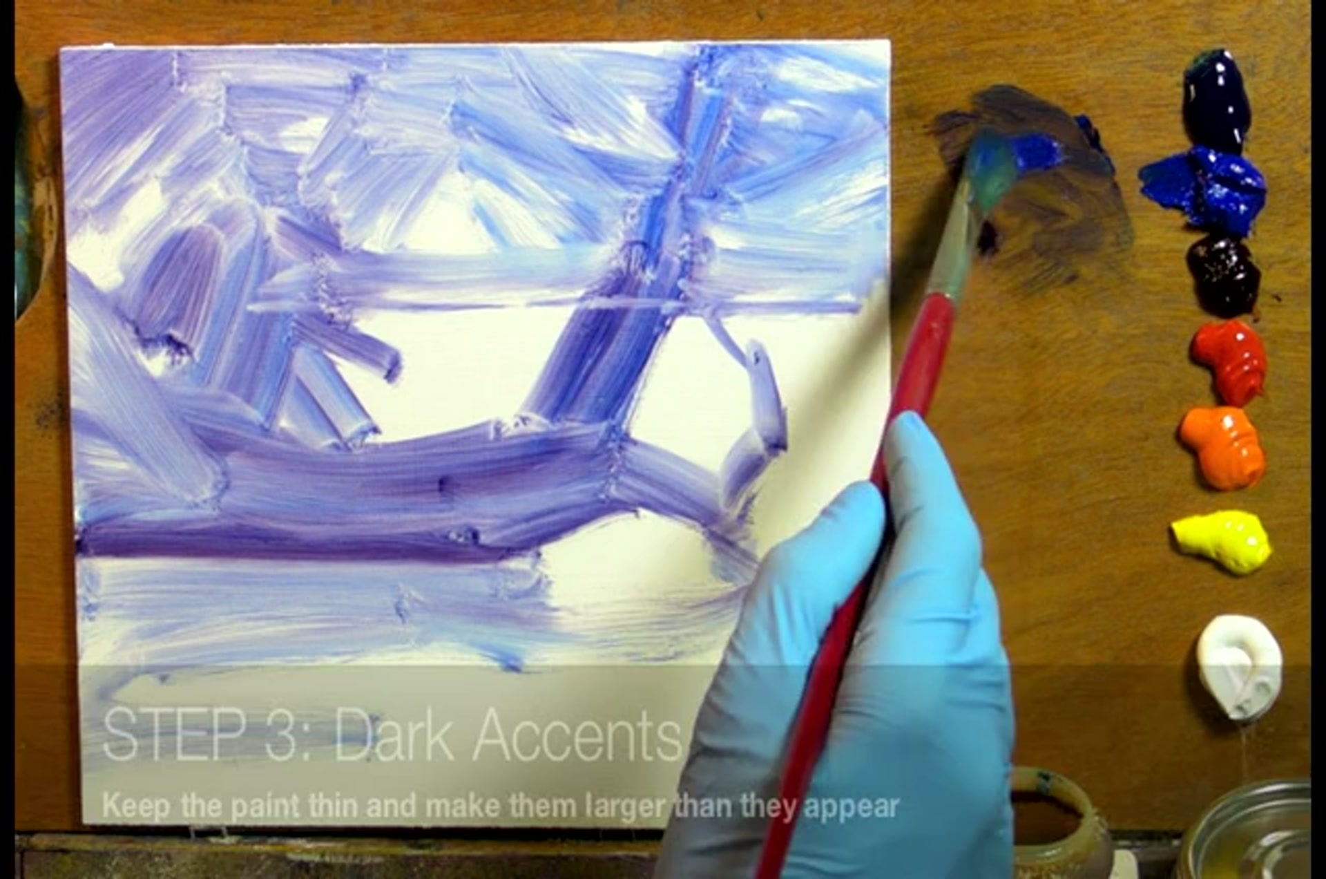 Step 5 — Dark Accents (video frame from the lesson)