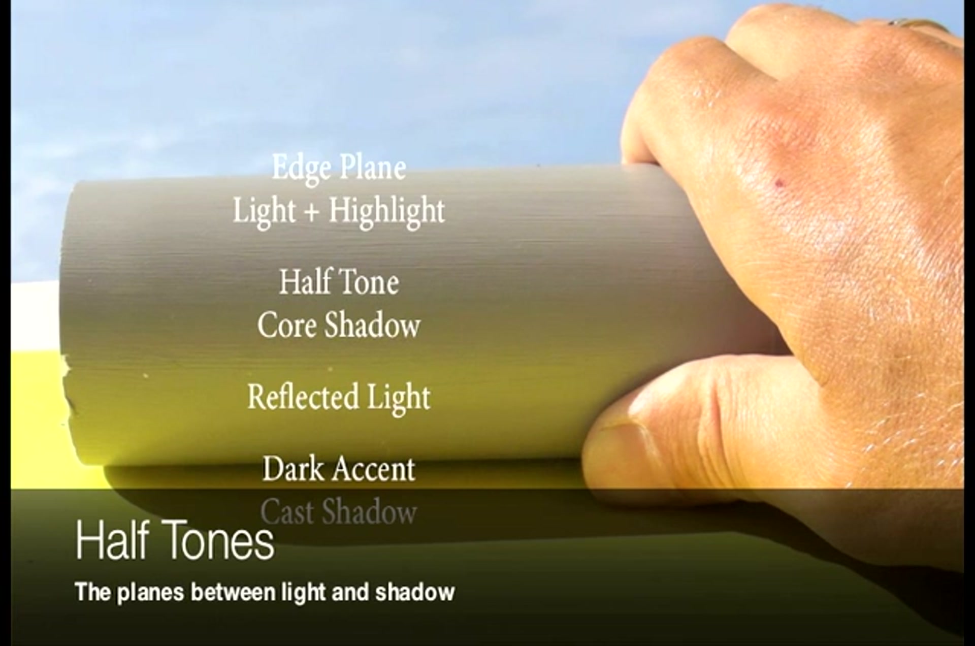 Step 13 — Painting Halftones (video frame from the lesson)