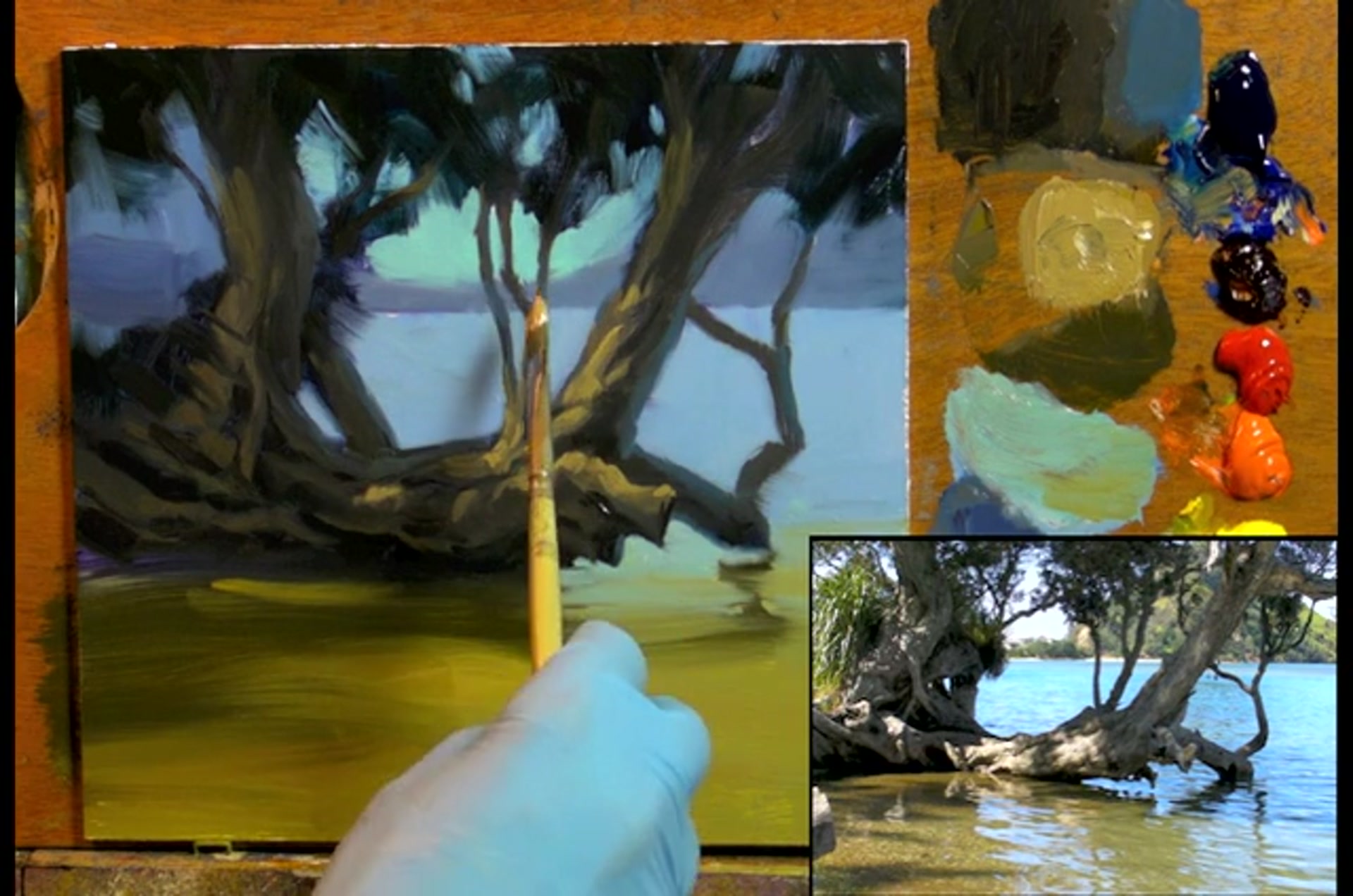 Step 16 — Detailing Foliage (video frame from the lesson)