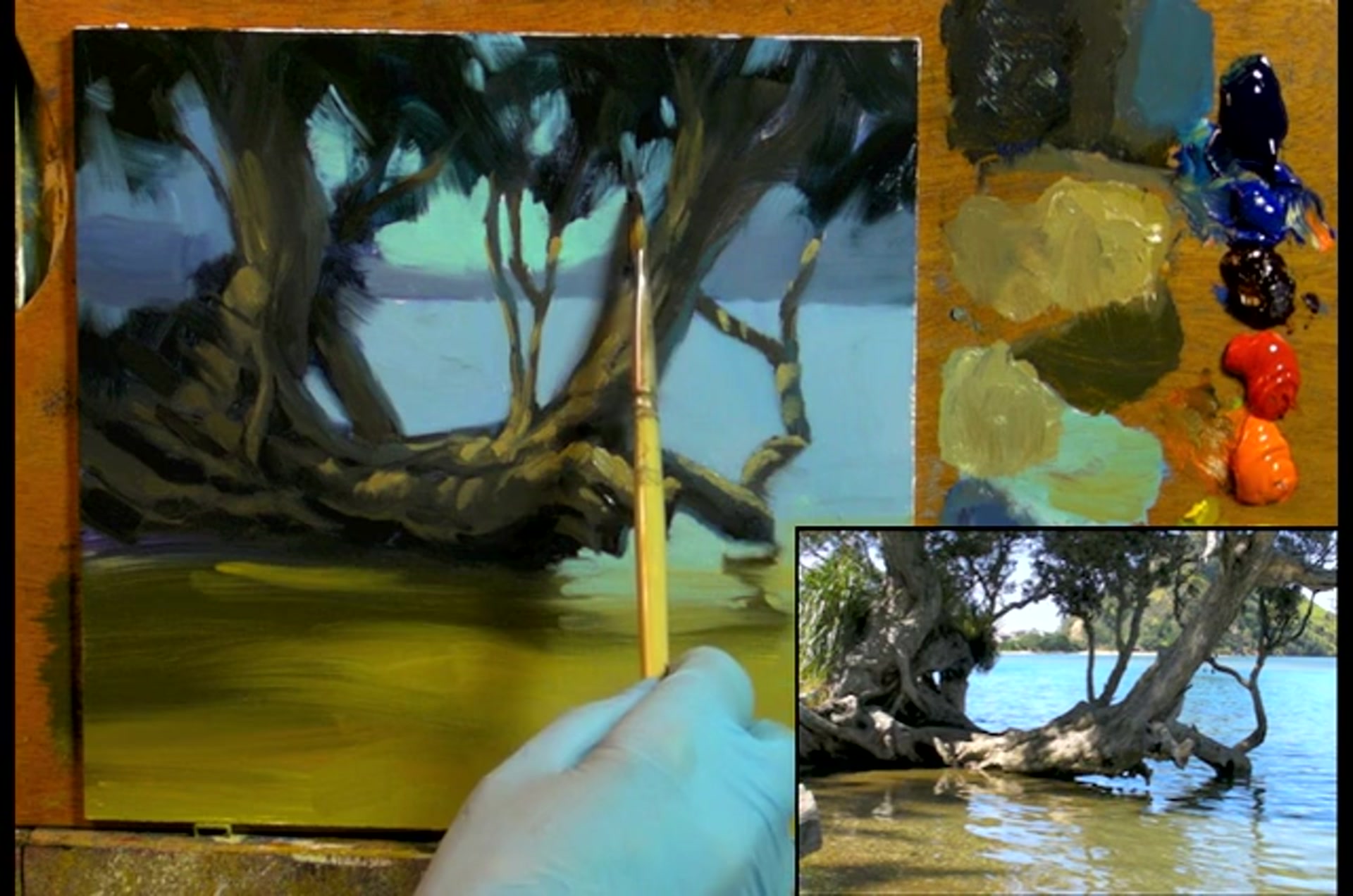 Step 17 — Background and Atmospheric Perspective (video frame from the lesson)