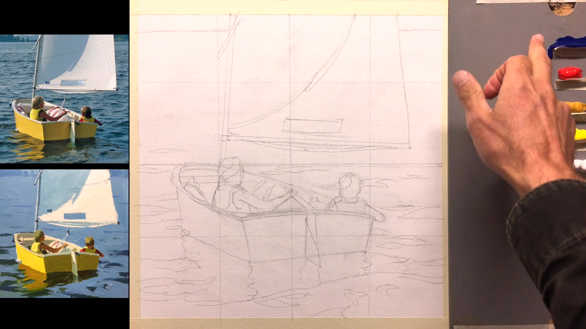 Step 5 — Mixing and Applying Shadow and Light Colors (video frame from the lesson)