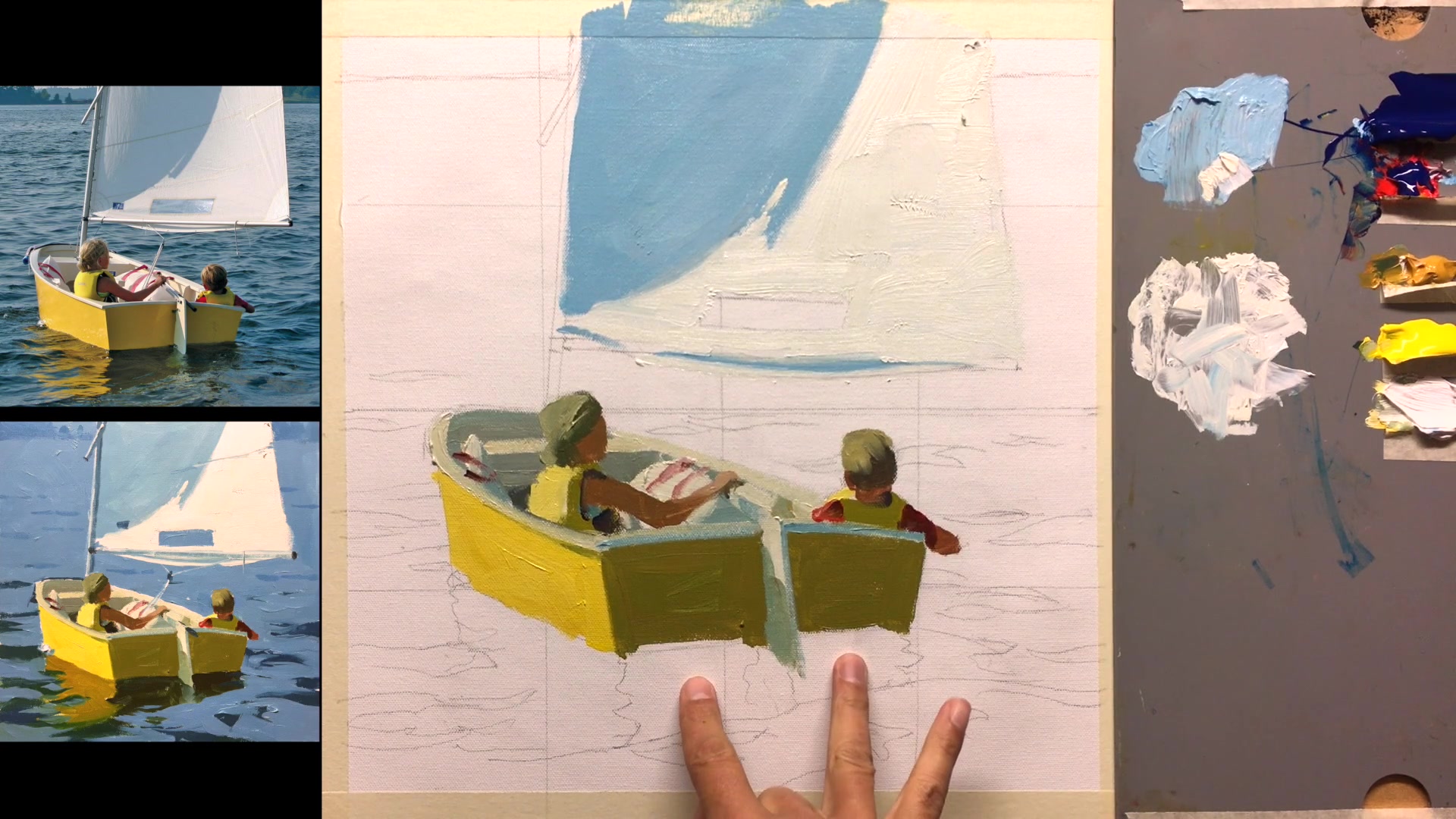 Step 9 — Painting Water and Reflections (video frame from the lesson)