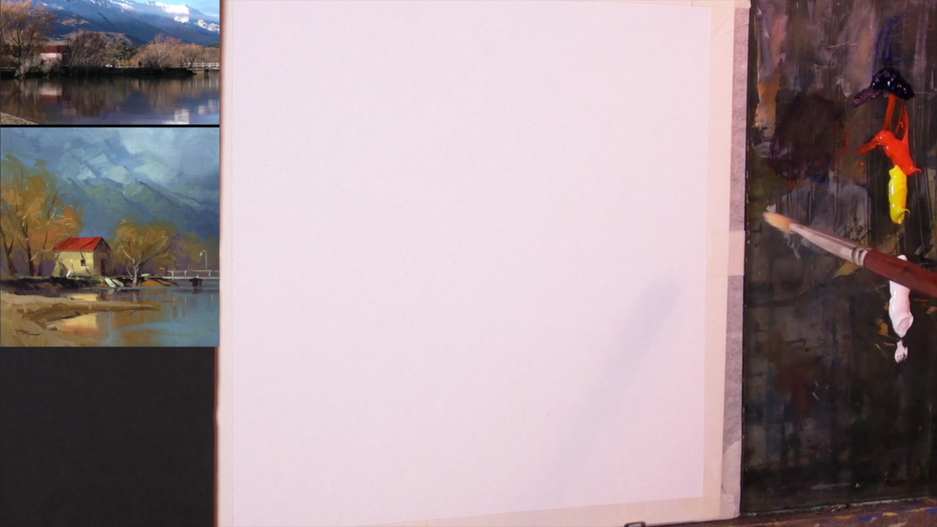 Step 1 — Initial Sketch and Composition (video frame from the lesson)