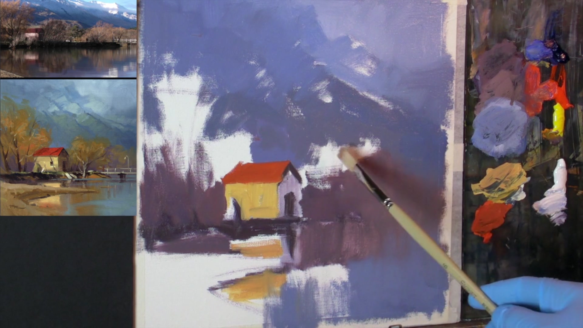Step 7 — Mixing Warm Light Values (video frame from the lesson)