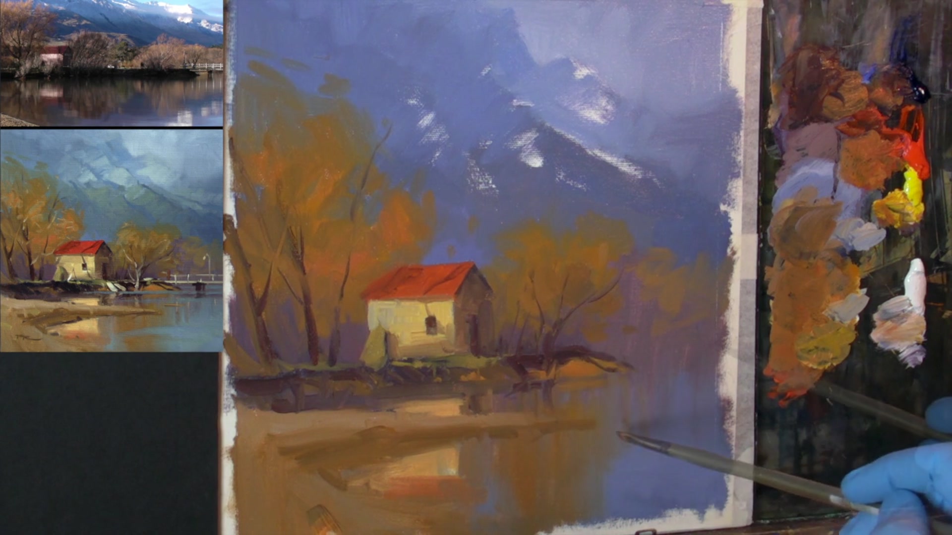 Step 9 — Mountain Shadows and Light (video frame from the lesson)