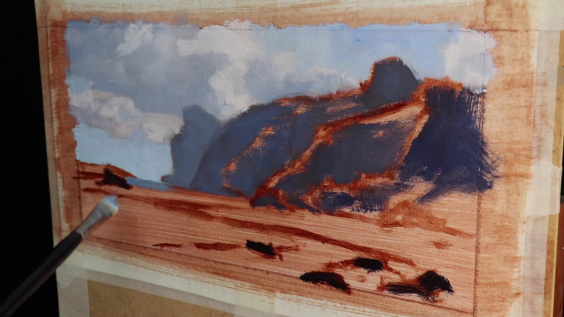 Step 7 — Painting the sea (video frame from the lesson)