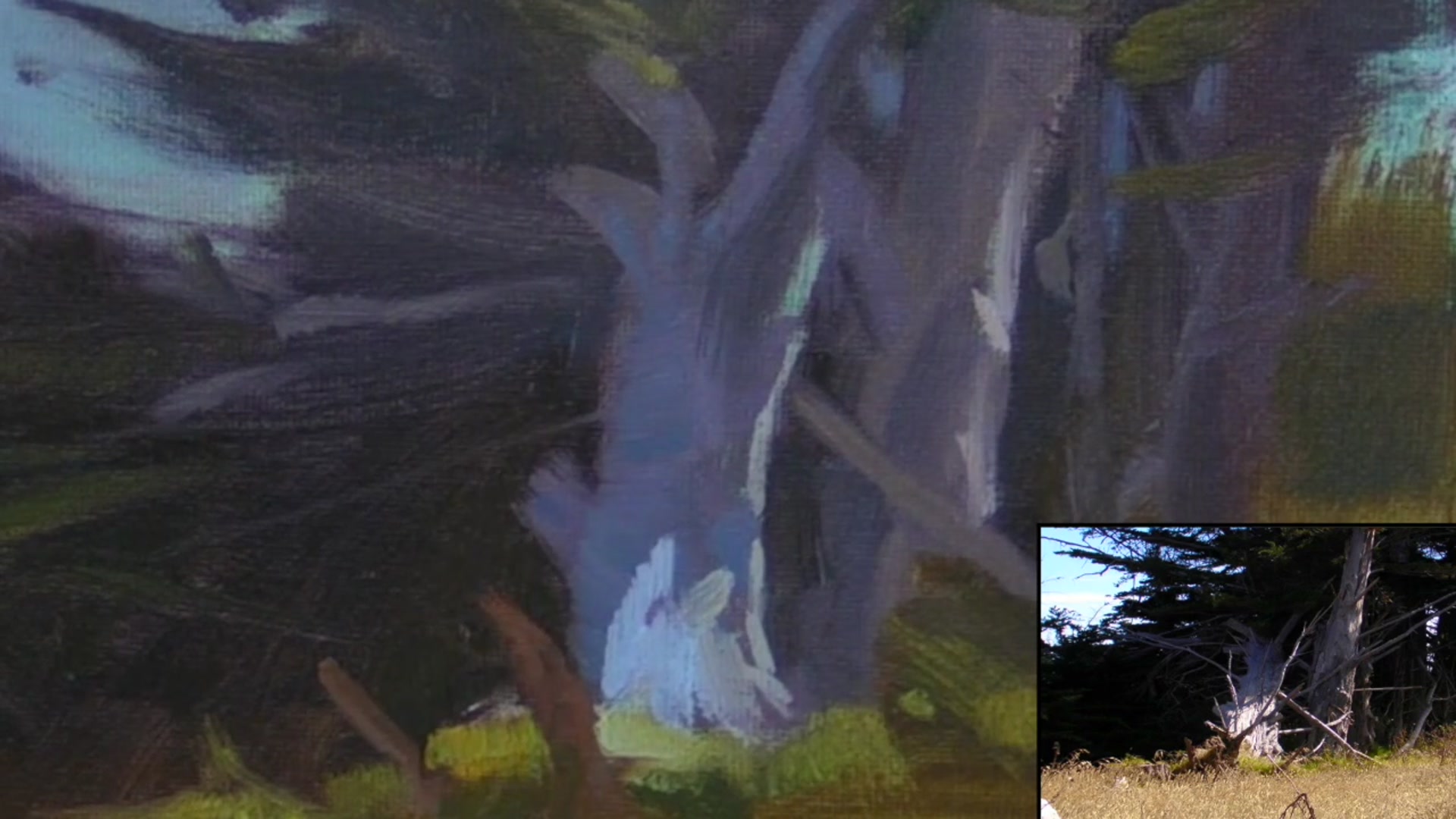 Step 25 — Adding Fence Post and Foreground Details (video frame from the lesson)