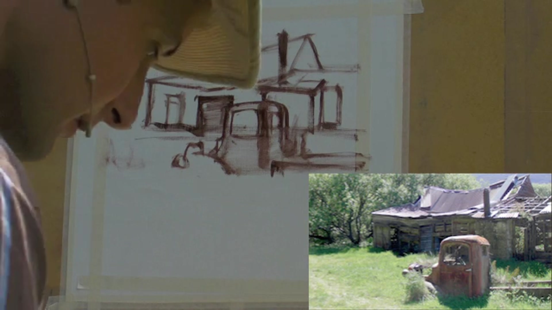 Step 6 — Mixing and Applying Dark Colors (video frame from the lesson)