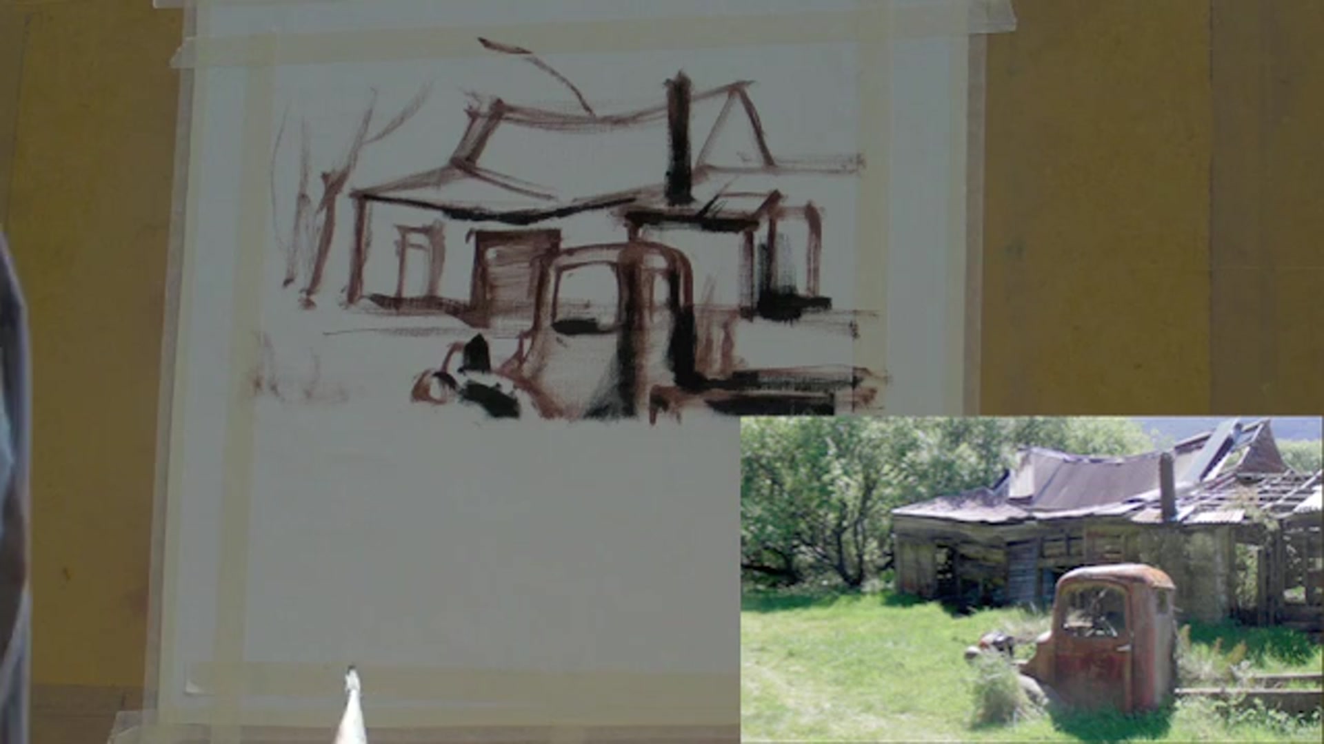 Step 7 — Painting the Building (video frame from the lesson)