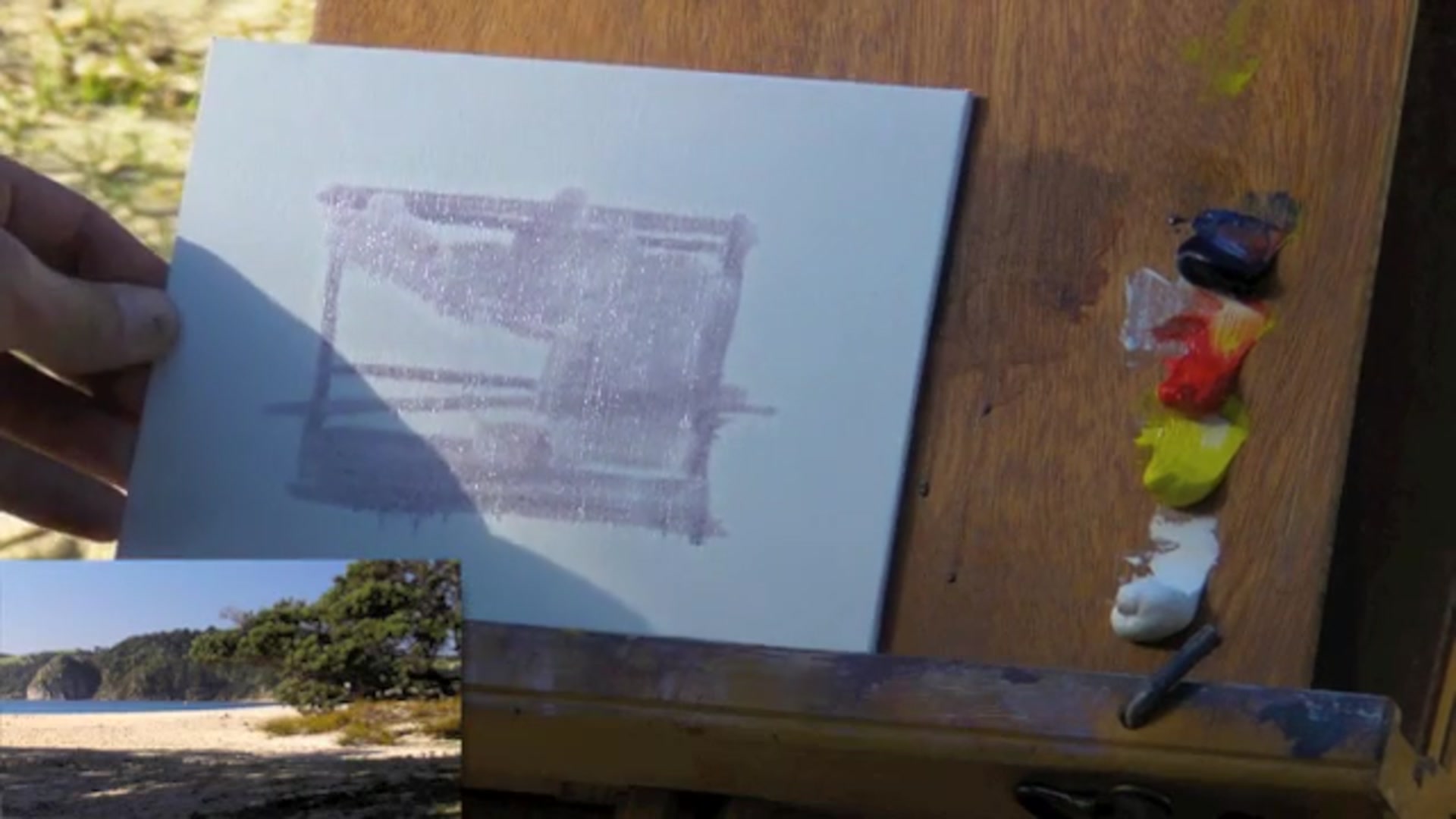 Step 1 — Mixing colors for main elements (video frame from the lesson)