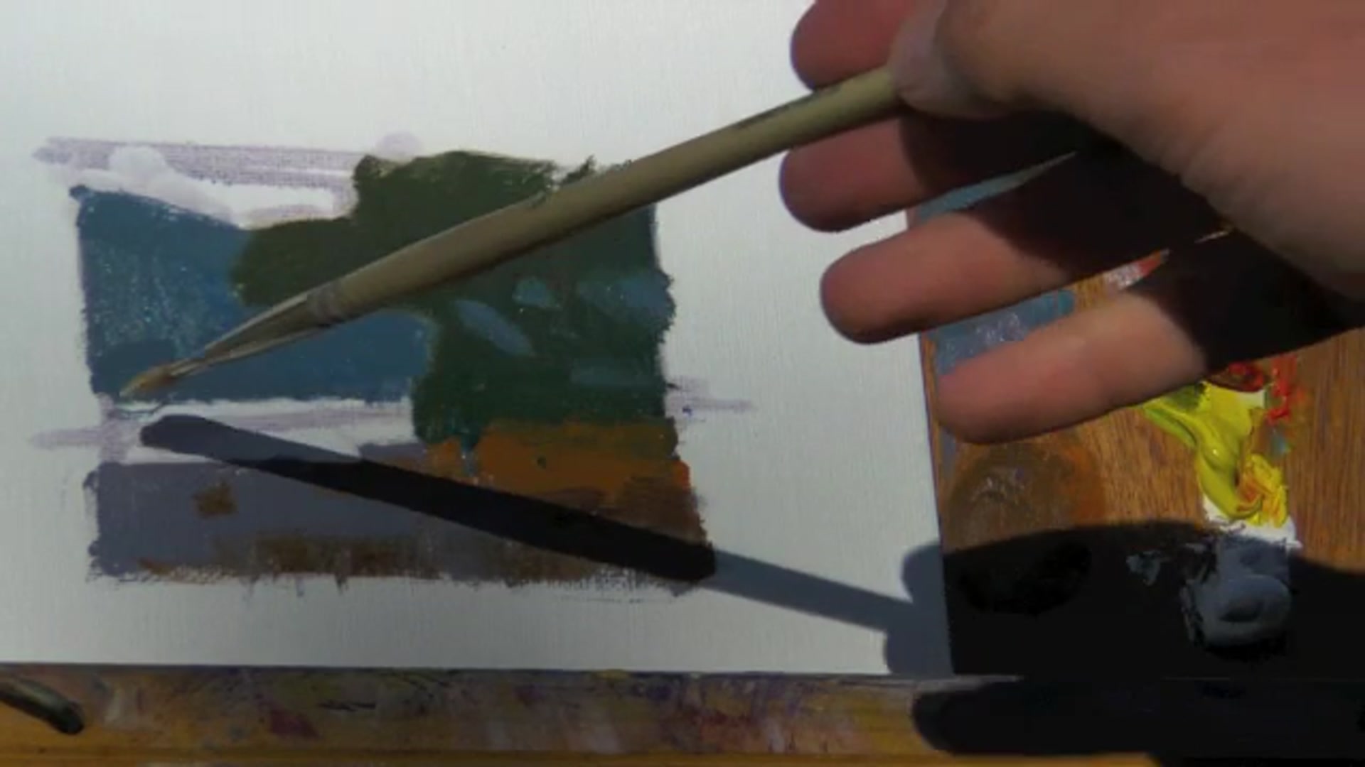 Step 7 — Painting the ocean (video frame from the lesson)