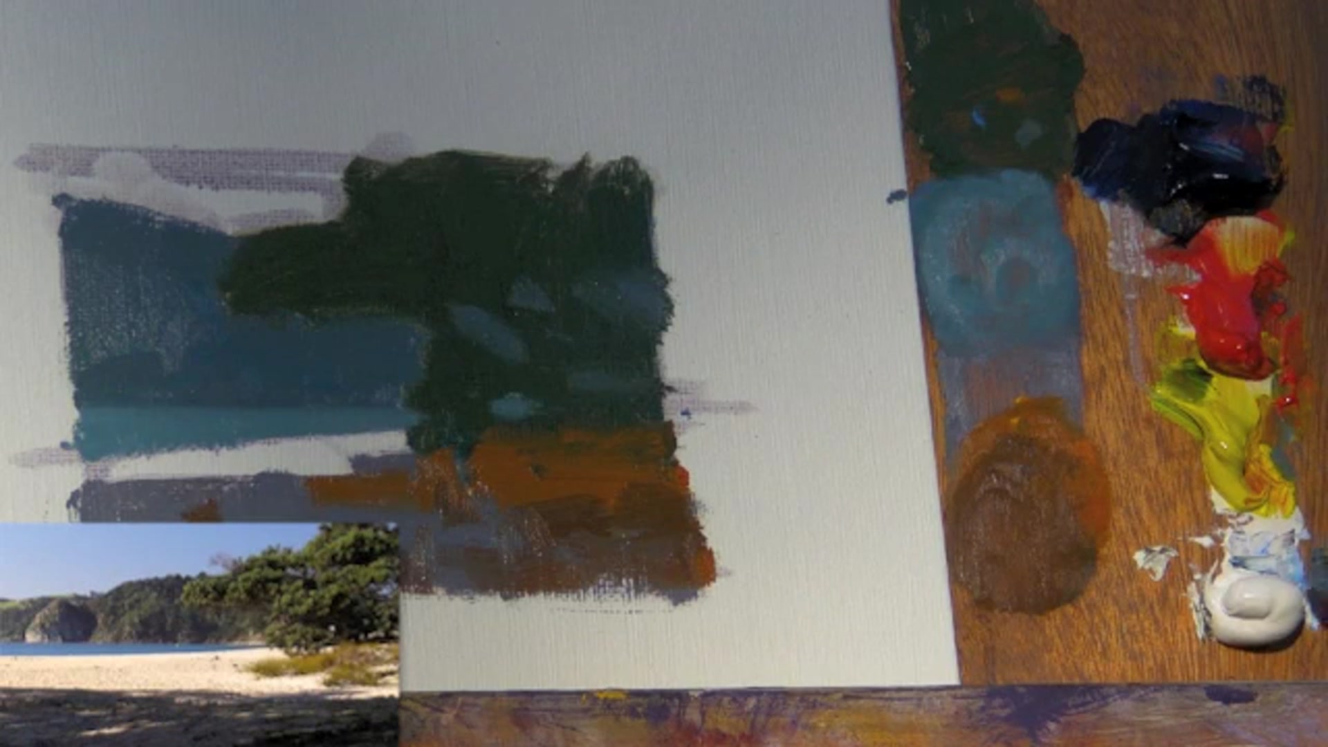 Step 8 — Painting the sky (video frame from the lesson)